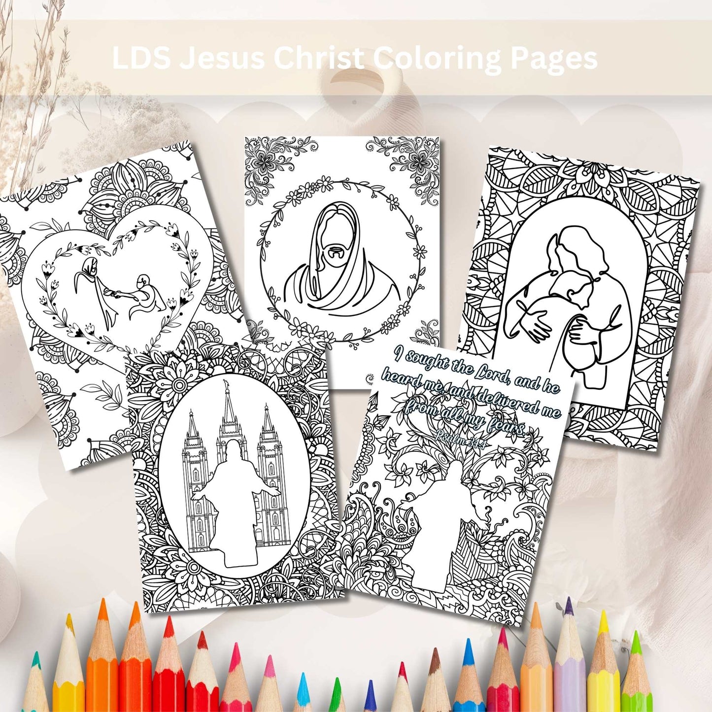 Printable LDS Jesus Christ Coloring Pages – Faith - Based Wall Art for Adults & Youth | Christian Digital Download – Faith - Based Printable by Digital Kim Designs