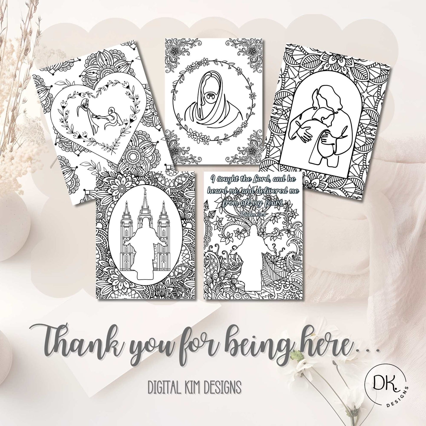 Printable LDS Jesus Christ Coloring Pages – Faith - Based Wall Art for Adults & Youth | Christian Digital Download – Faith - Based Printable by Digital Kim Designs