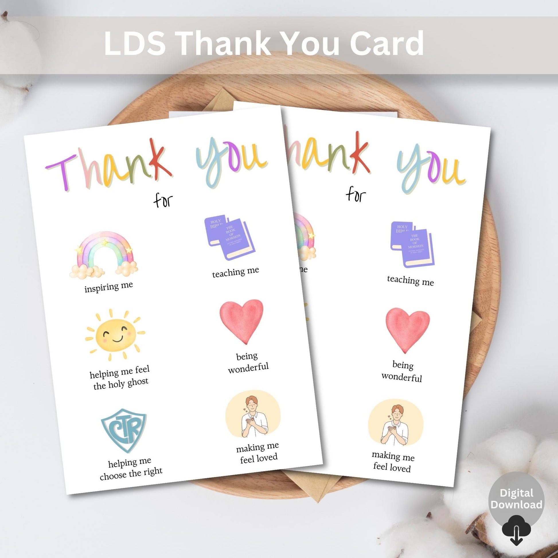 Printable LDS Teacher Thank You Card – Foldable 5x7 Digital Download for Church or Primary – Faith - Based Printable by Digital Kim Designs