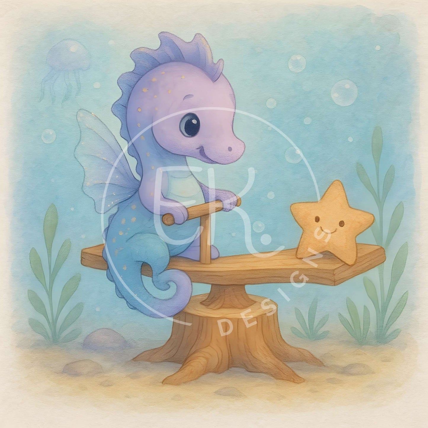 Printable Seahorse Wall Art – Cute Ocean Nursery Decor | Instant Download – Faith - Based Printable by Digital Kim Designs