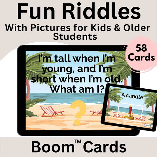 Riddle Challenge Boom Cards™ | 29 Fun Riddles (58 Cards) for All Ages & ELL – Faith - Based Printable by Digital Kim Designs