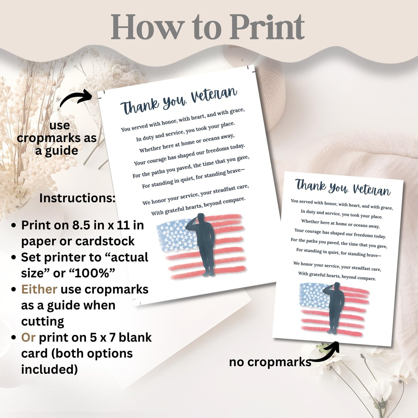 Veterans Thank You Card Bundle – Printable Patriotic Cards with Poem (4 Designs, Instant Download) – Faith - Based Printable by Digital Kim Designs