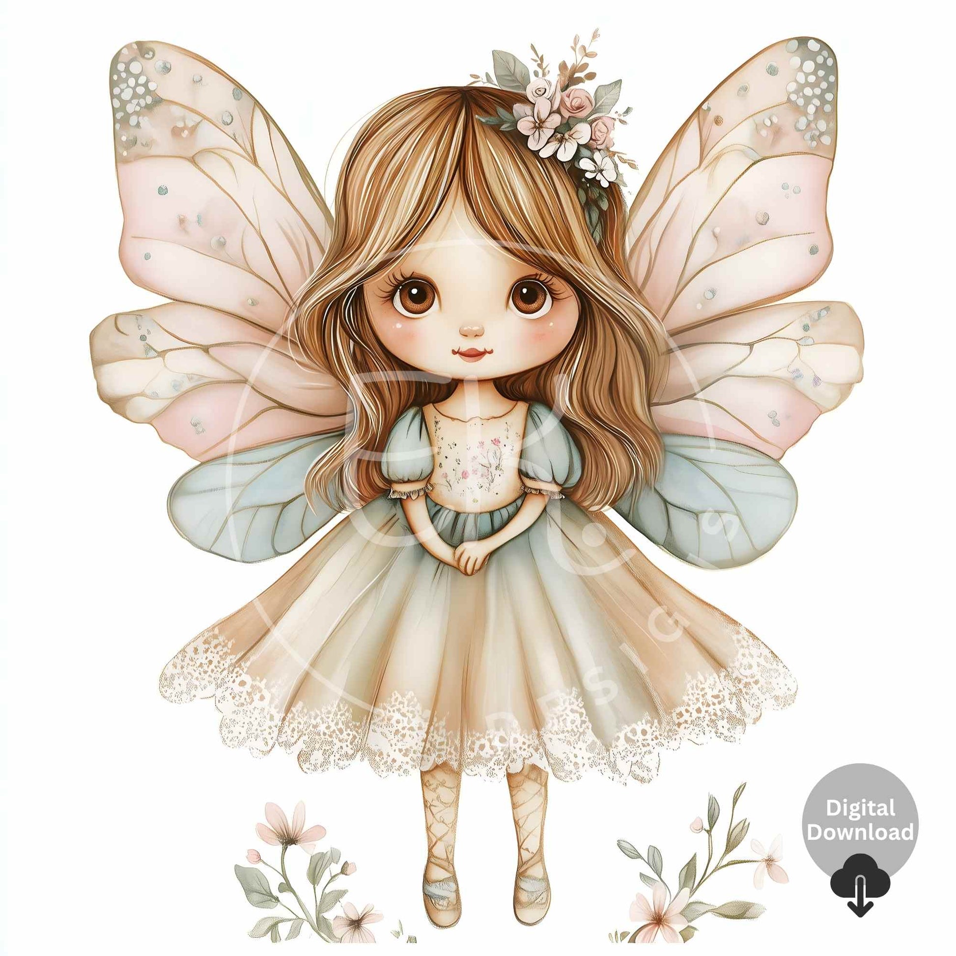 10 Whimsical Fairy Clipart Images – Cute Watercolor Fantasy Illustrations for Crafts & Journaling – Faith - Based Printable by Digital Kim Designs