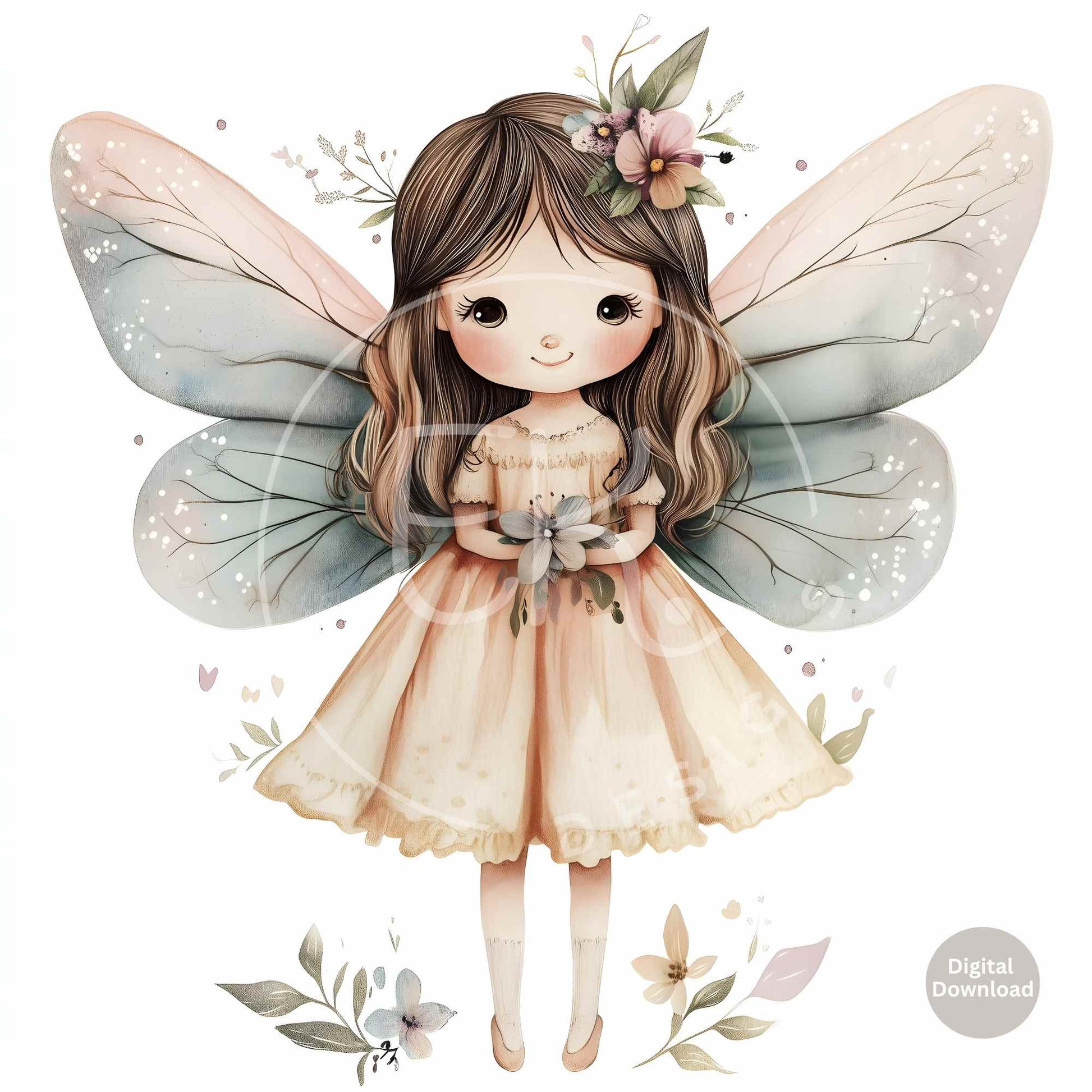 10 Whimsical Fairy Clipart Images – Cute Watercolor Fantasy Illustrations for Crafts & Journaling – Faith - Based Printable by Digital Kim Designs