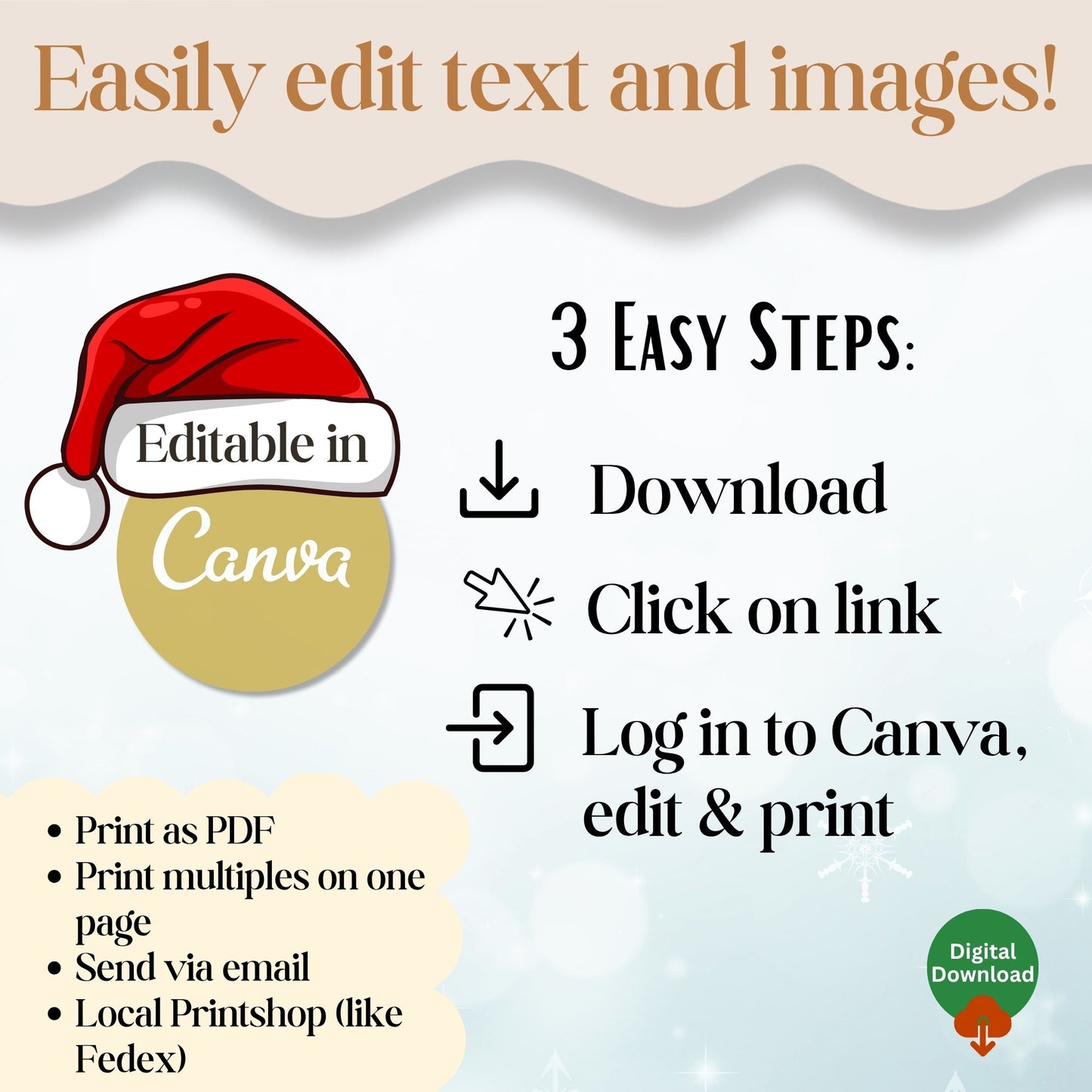 Editable Christmas Boarding Pass Gift Ticket | Santa’s Trip Voucher Printable (Digital Download)