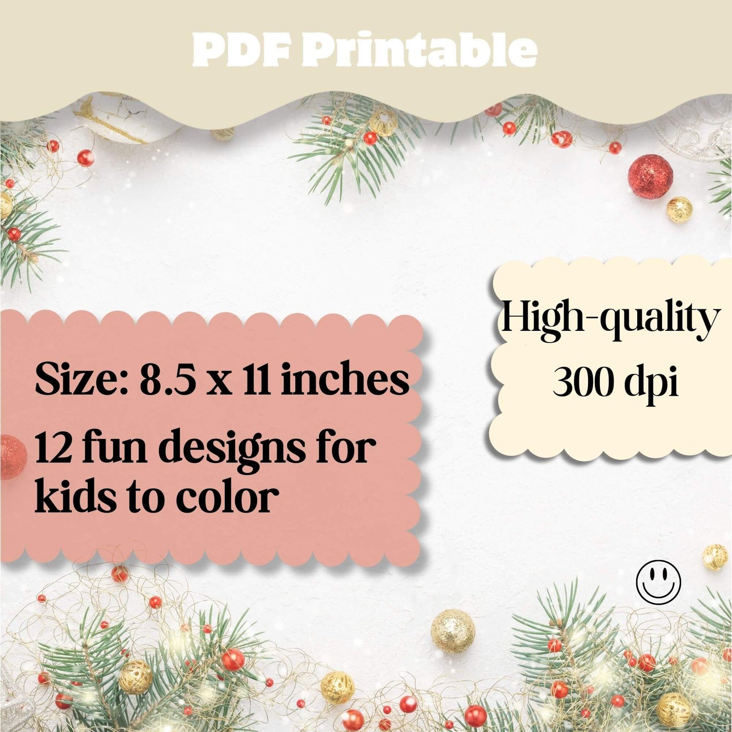 12 Christmas Coloring Pages for Kids | Easy Holiday Coloring Sheets | Printable Activity Pack Digital Download – Digital Printable by Digital Kim Designs