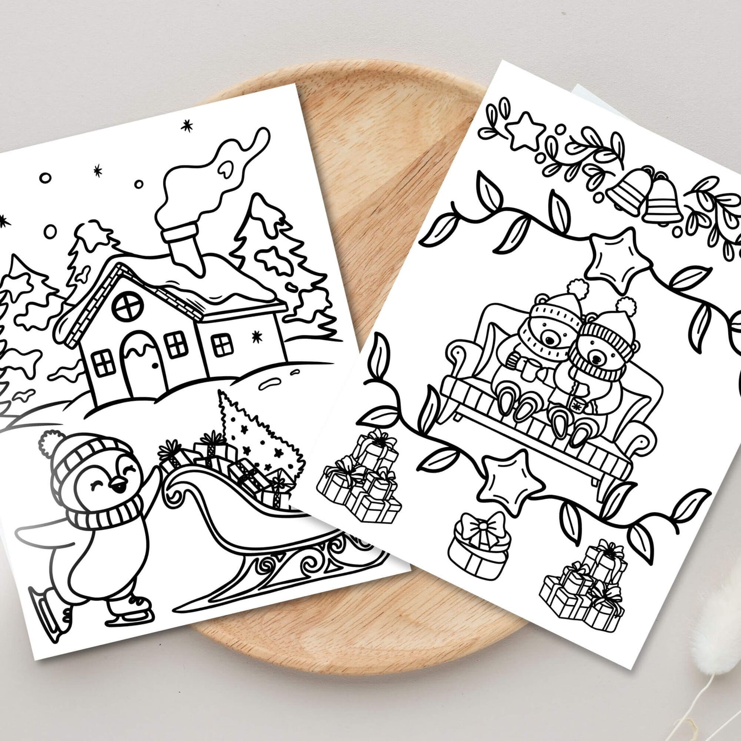 12 Christmas Coloring Pages for Kids | Easy Holiday Coloring Sheets | Printable Activity Pack Digital Download – Digital Printable by Digital Kim Designs