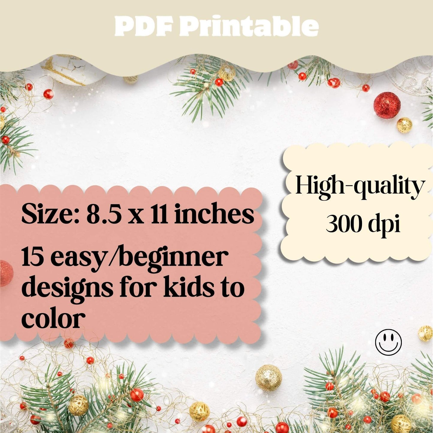 15 Easy Christmas Coloring Pages for Kids | Simple Holiday Coloring Sheets Digital Download – Digital Printable by Digital Kim Designs