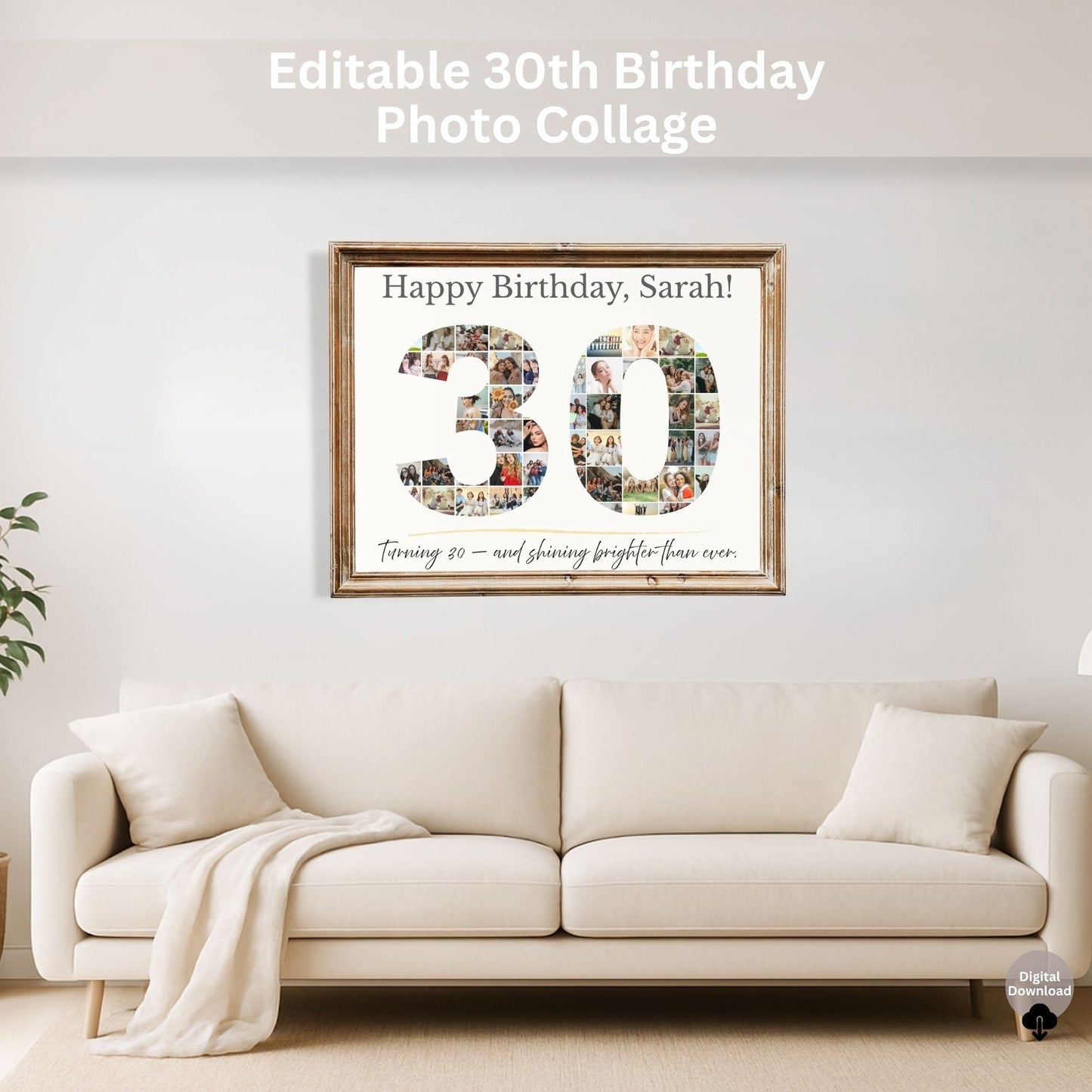 30th Birthday Collage | Editable Photo Gift | Custom Printable Wall Art | Digital Download – Digital Printable by Digital Kim Designs