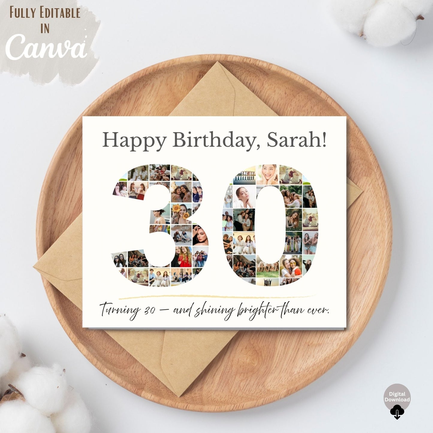 30th Birthday Collage | Editable Photo Gift | Custom Printable Wall Art | Digital Download – Digital Printable by Digital Kim Designs
