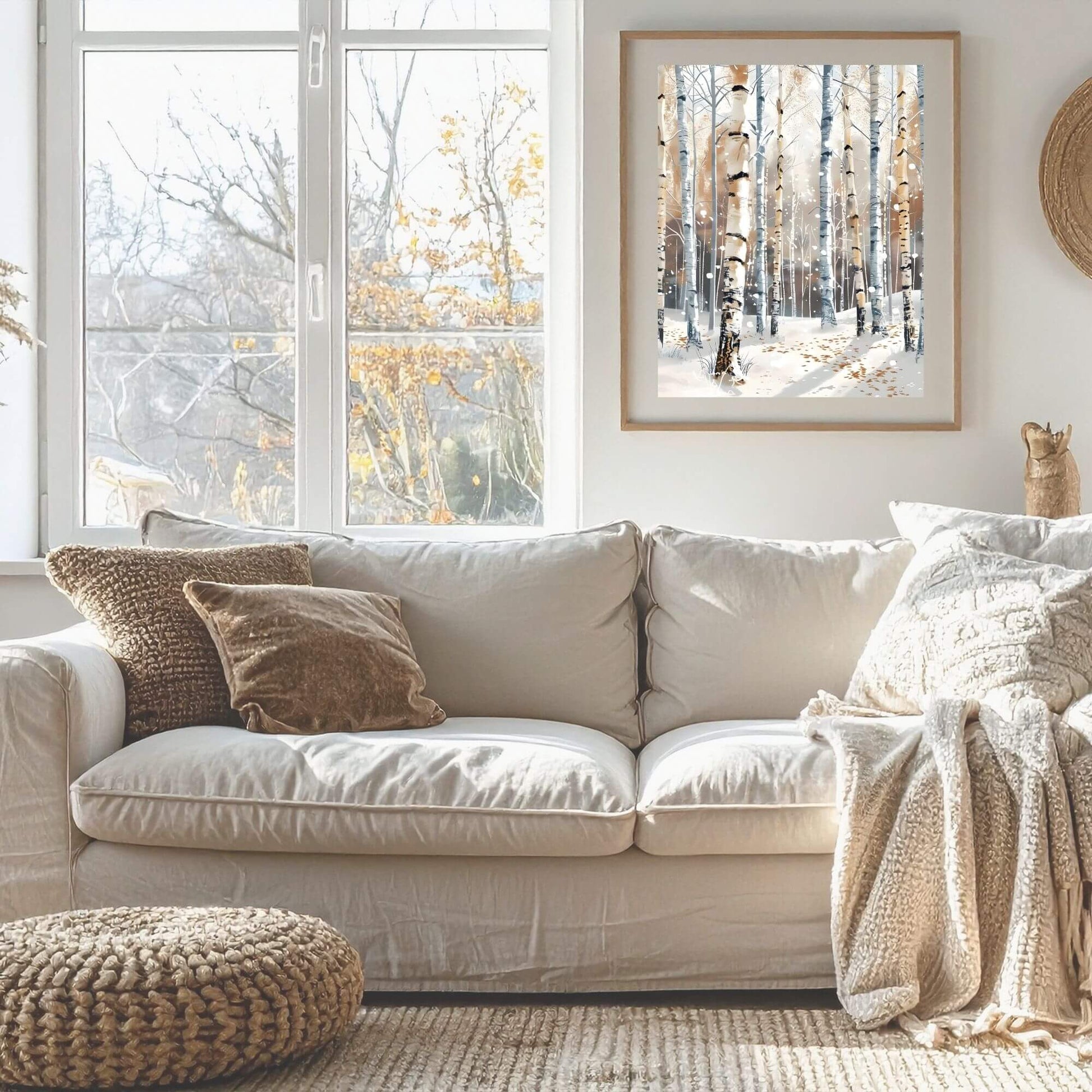 Birch Tree Winter Wall Art | Simple Nordic Forest Print | Minimalist Scandinavian Decor Digital Download – Digital Printable by Digital Kim Designs