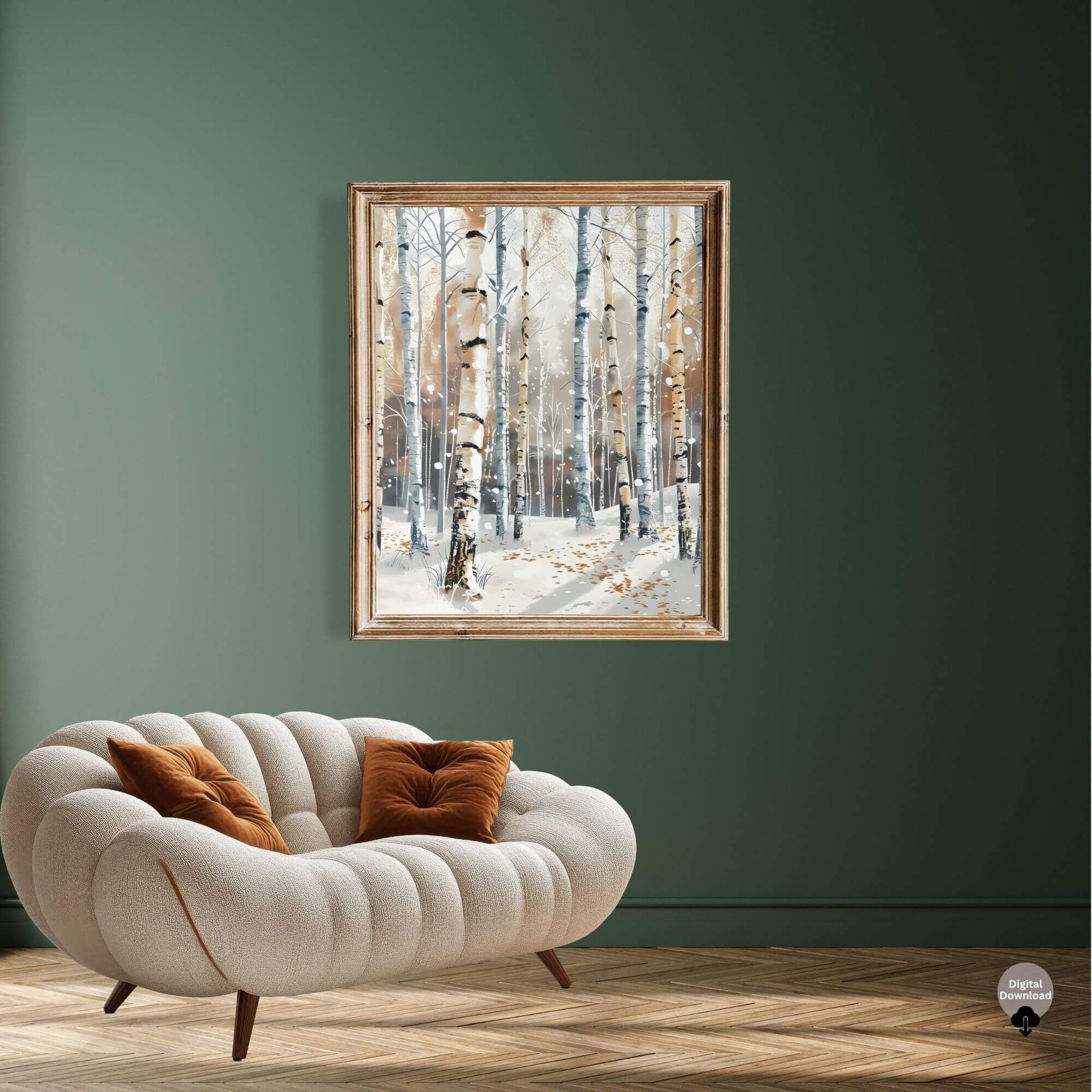 Birch Tree Winter Wall Art | Simple Nordic Forest Print | Minimalist Scandinavian Decor Digital Download – Digital Printable by Digital Kim Designs