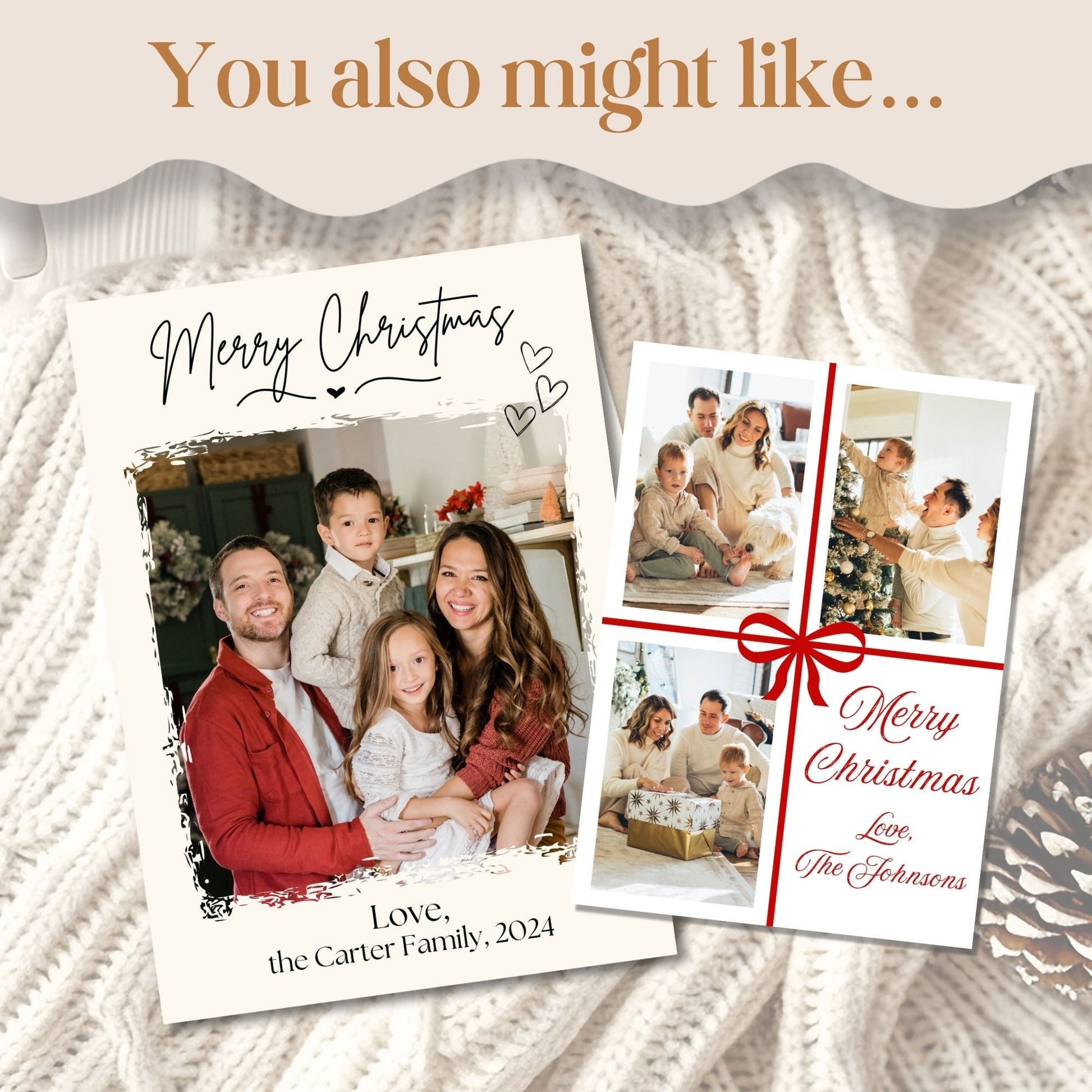 Boho Christmas Photo Card Template – Editable Holiday Canva Design with Festive Garland – Digital Printable by Digital Kim Designs