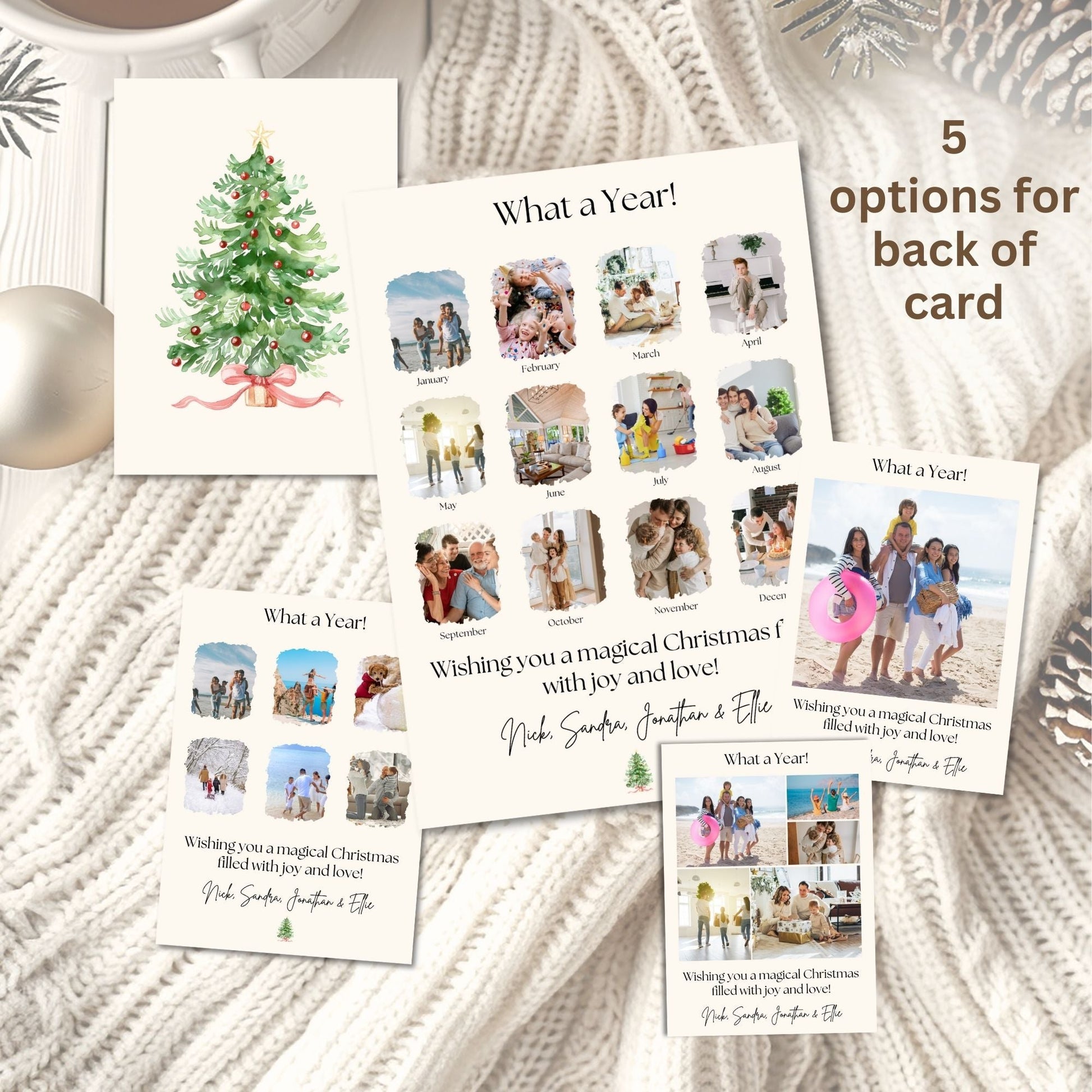 Boho Christmas Photo Card Template – Editable Holiday Canva Design with Festive Garland – Digital Printable by Digital Kim Designs