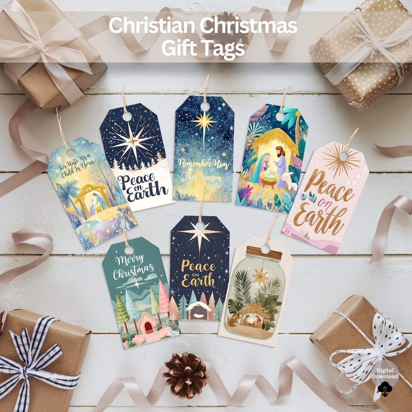 Christian Gift Tags | Printable Nativity & Religious Christmas Tags (Digital Download) – Digital Printable by Digital Kim Designs