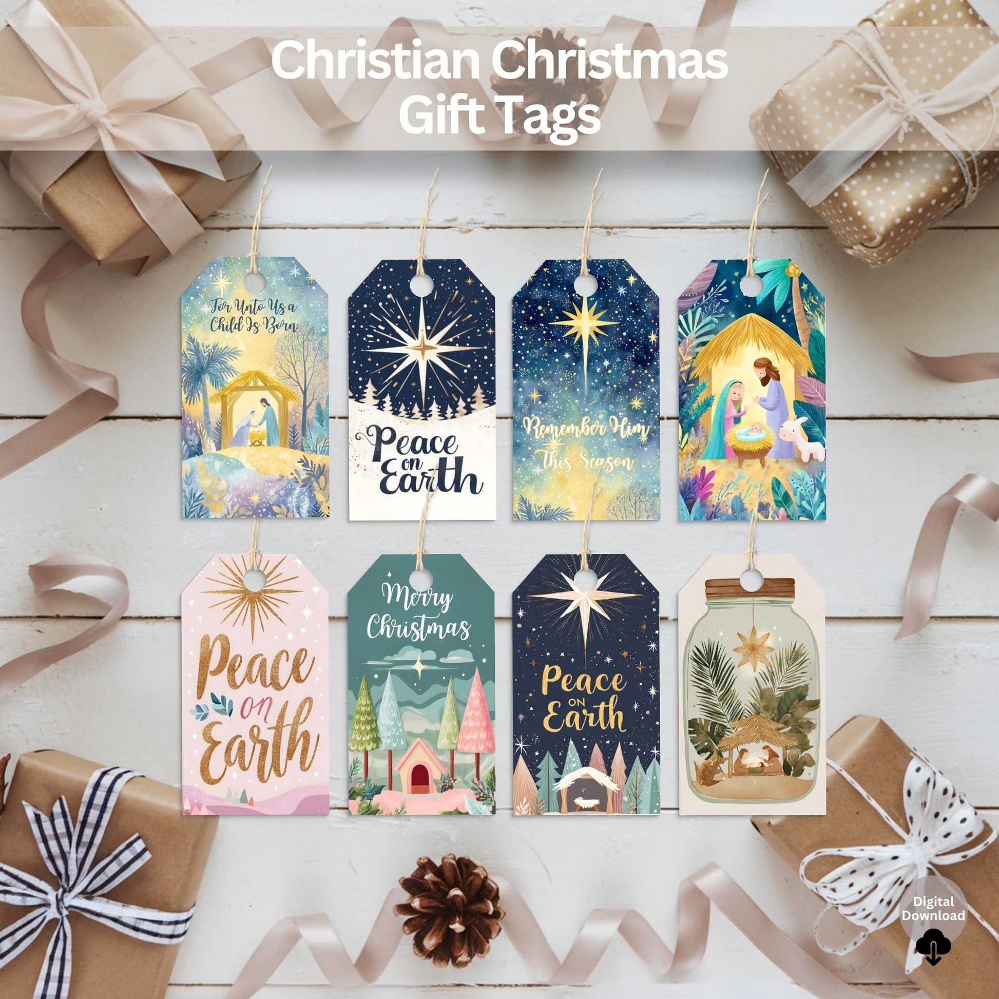 Christian Gift Tags | Printable Nativity & Religious Christmas Tags (Digital Download) – Digital Printable by Digital Kim Designs