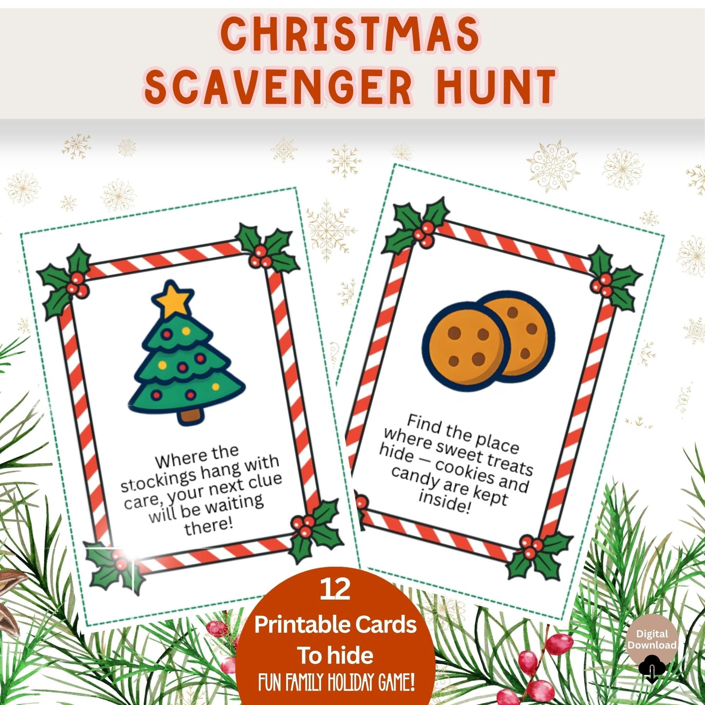 Christmas Scavenger Hunt Printable | Fun Family Holiday Game (Digital Download) – Digital Printable by Digital Kim Designs