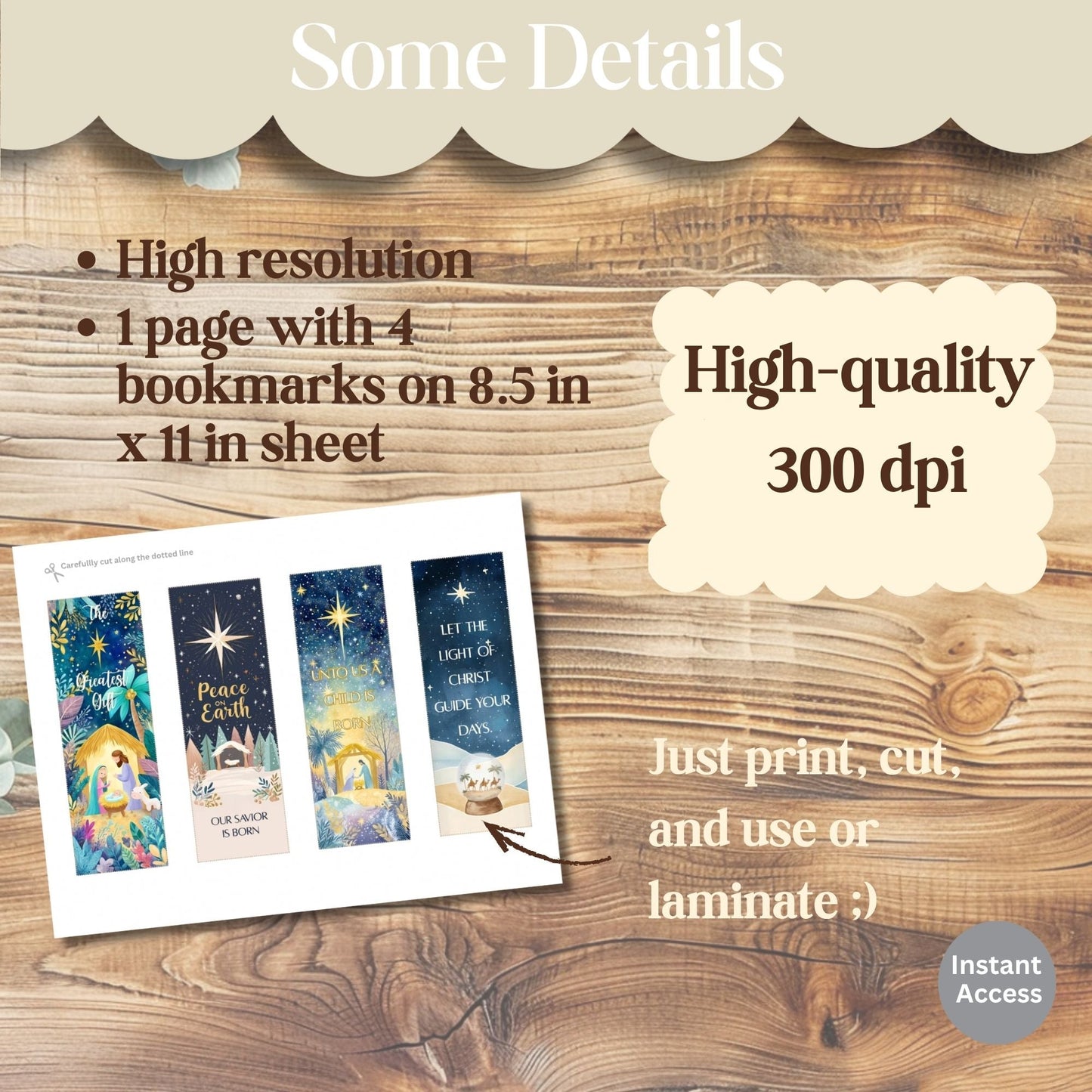 Christmas Scripture Bookmark Set – Nativity & Faith Art Printable Gift (Digital Download) – Digital Printable by Digital Kim Designs