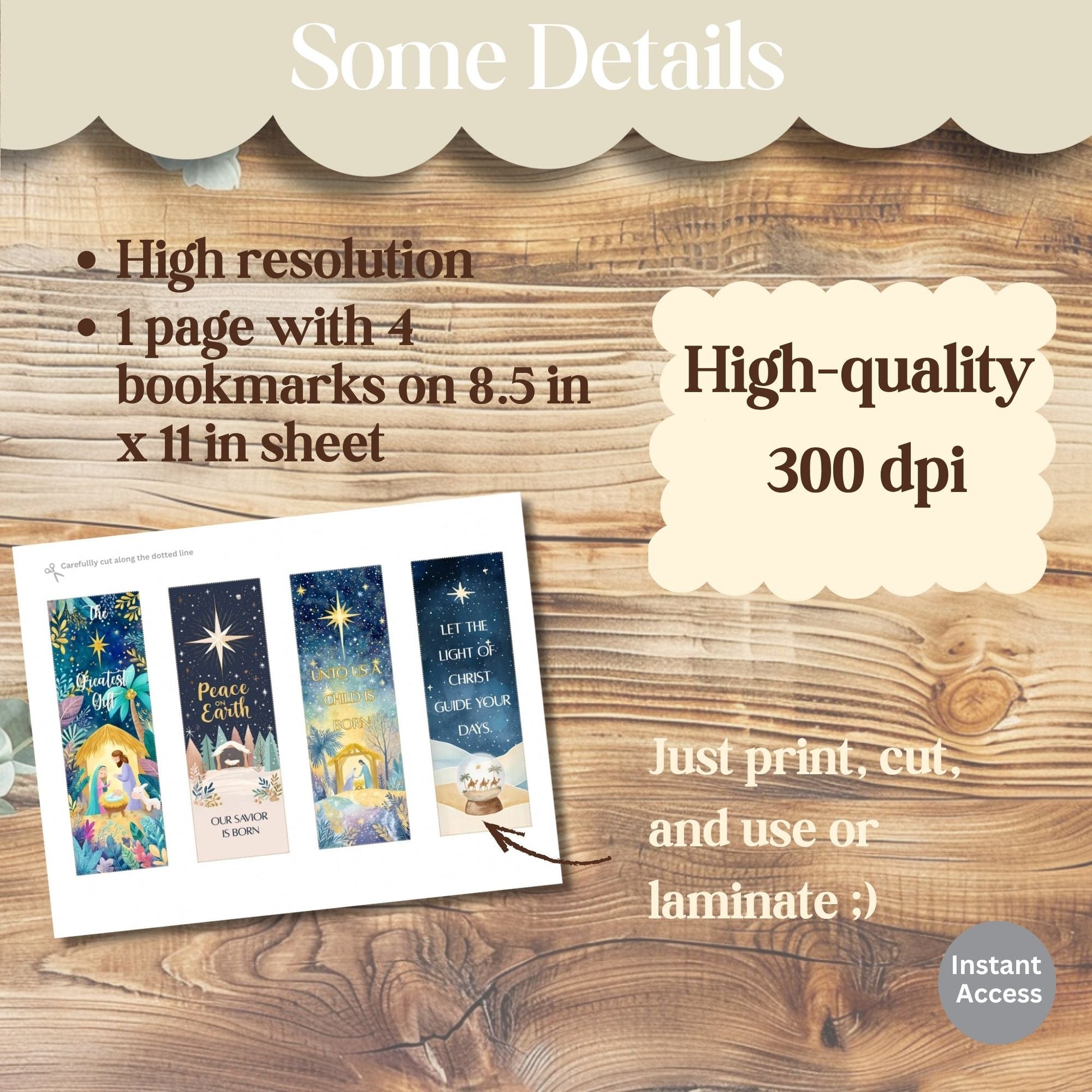 Christmas Scripture Bookmark Set – Nativity & Faith Art Printable Gift (Digital Download) – Digital Printable by Digital Kim Designs