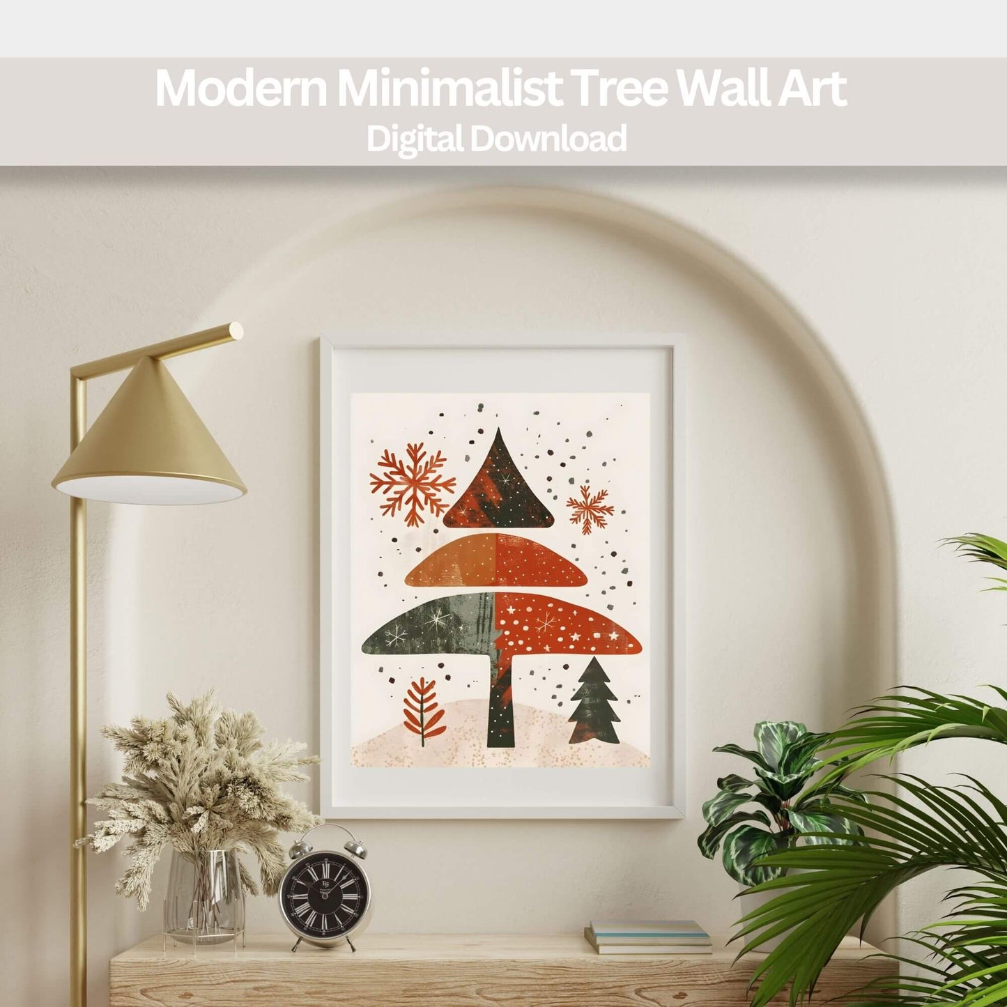 Christmas Tree Print | Minimalist Modern Holiday Printable | Mid Century Christmas Wall Art – Digital Printable by Digital Kim Designs