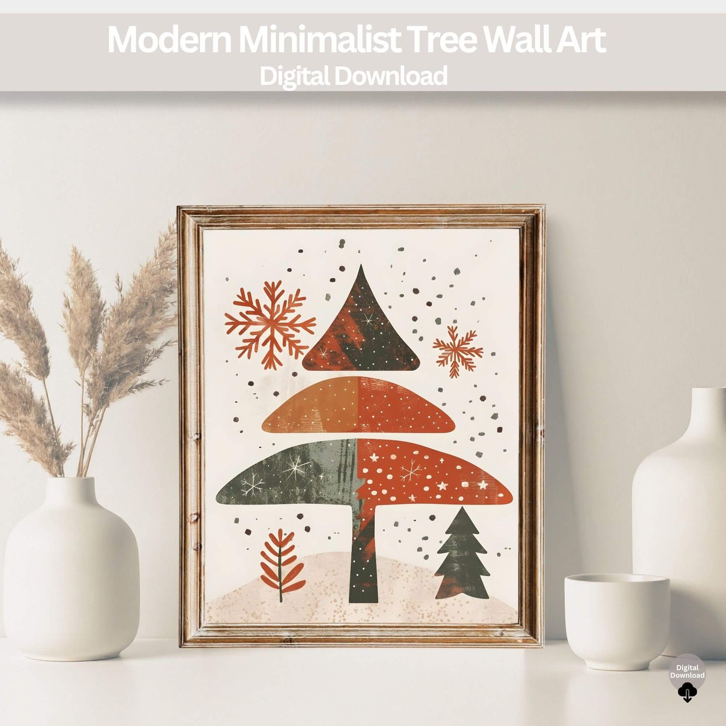 Christmas Tree Print | Minimalist Modern Holiday Printable | Mid Century Christmas Wall Art – Digital Printable by Digital Kim Designs