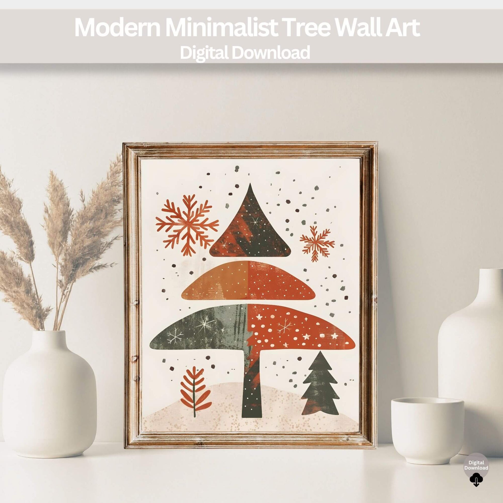 Christmas Tree Print | Minimalist Modern Holiday Printable | Mid Century Christmas Wall Art – Digital Printable by Digital Kim Designs