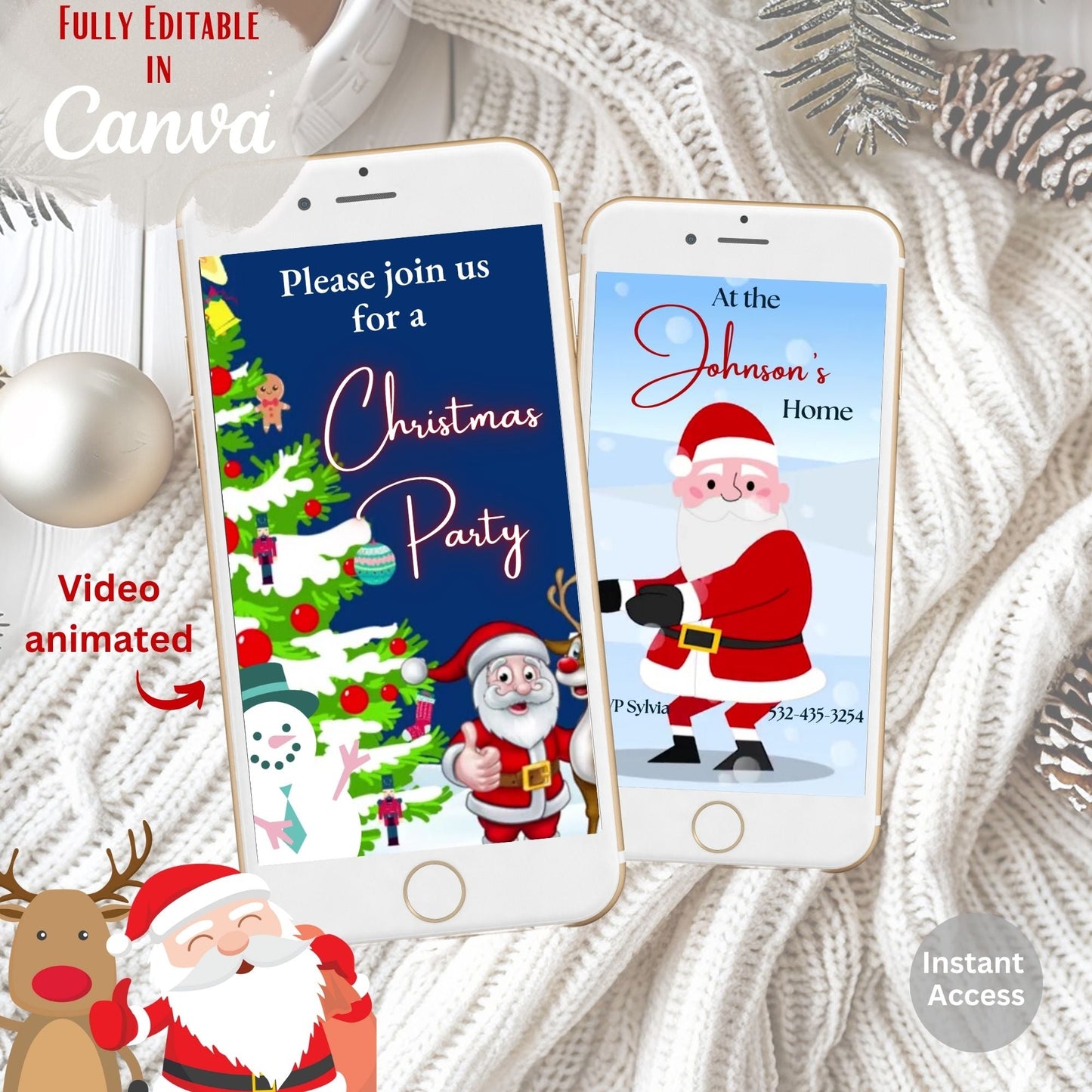 Christmas Video Invitation Template | Animated Holiday Party Evite | Editable Canva Digital Download – Digital Printable by Digital Kim Designs