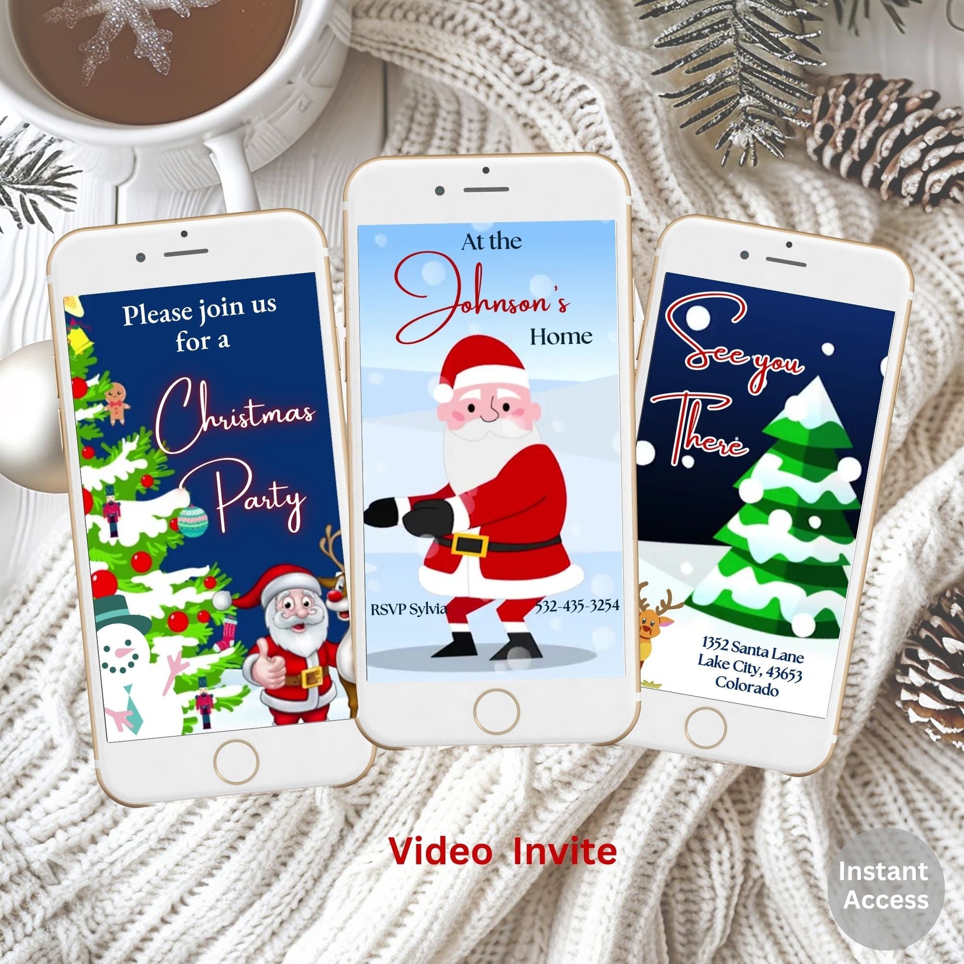 Christmas Video Invitation Template | Animated Holiday Party Evite | Editable Canva Digital Download – Digital Printable by Digital Kim Designs