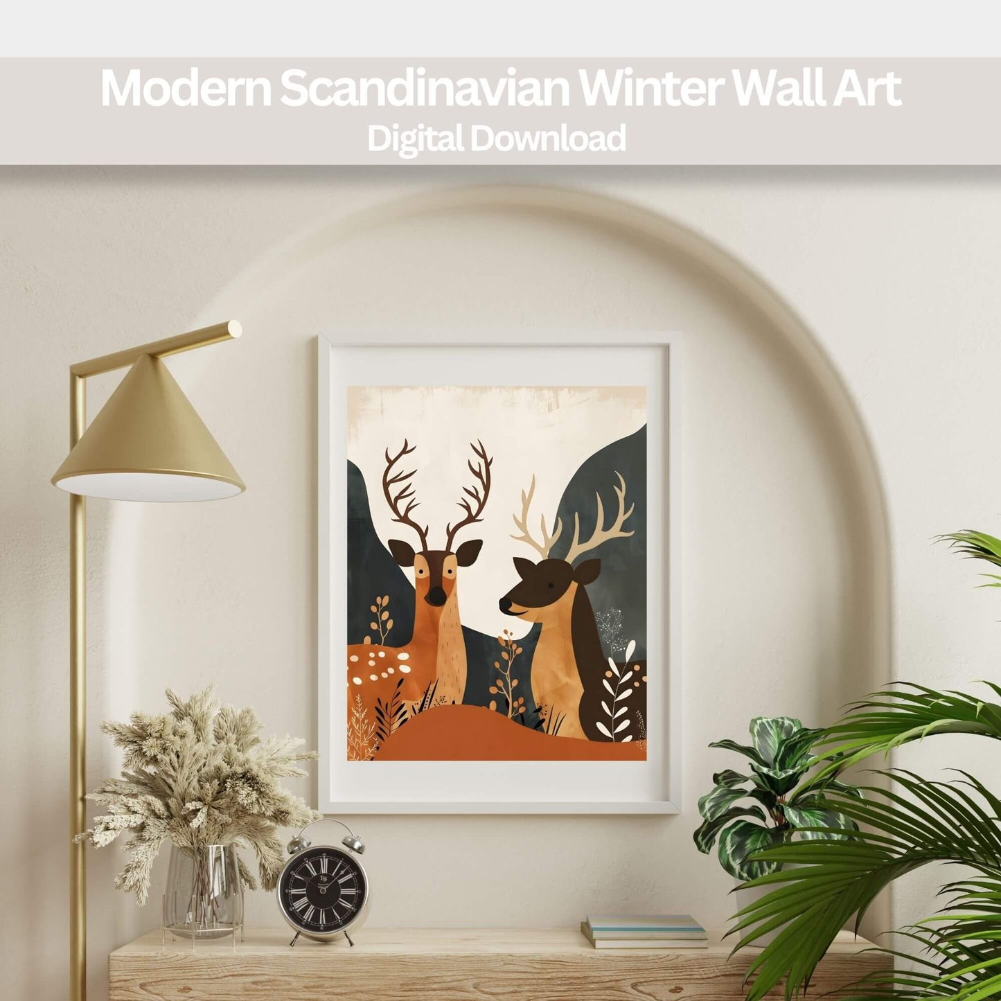 Deer Wall Art | Minimalist Woodland Christmas Printable | Rustic Holiday Digital Download – Digital Printable by Digital Kim Designs