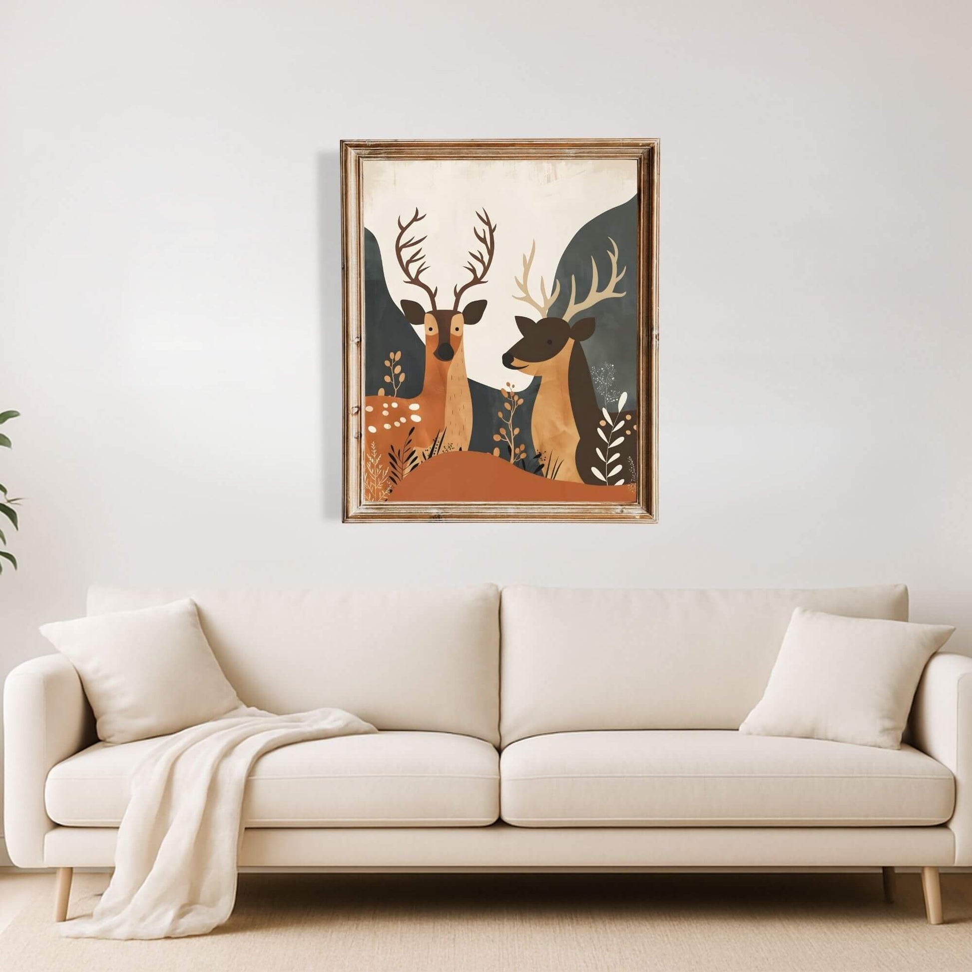 Deer Wall Art | Minimalist Woodland Christmas Printable | Rustic Holiday Digital Download – Digital Printable by Digital Kim Designs