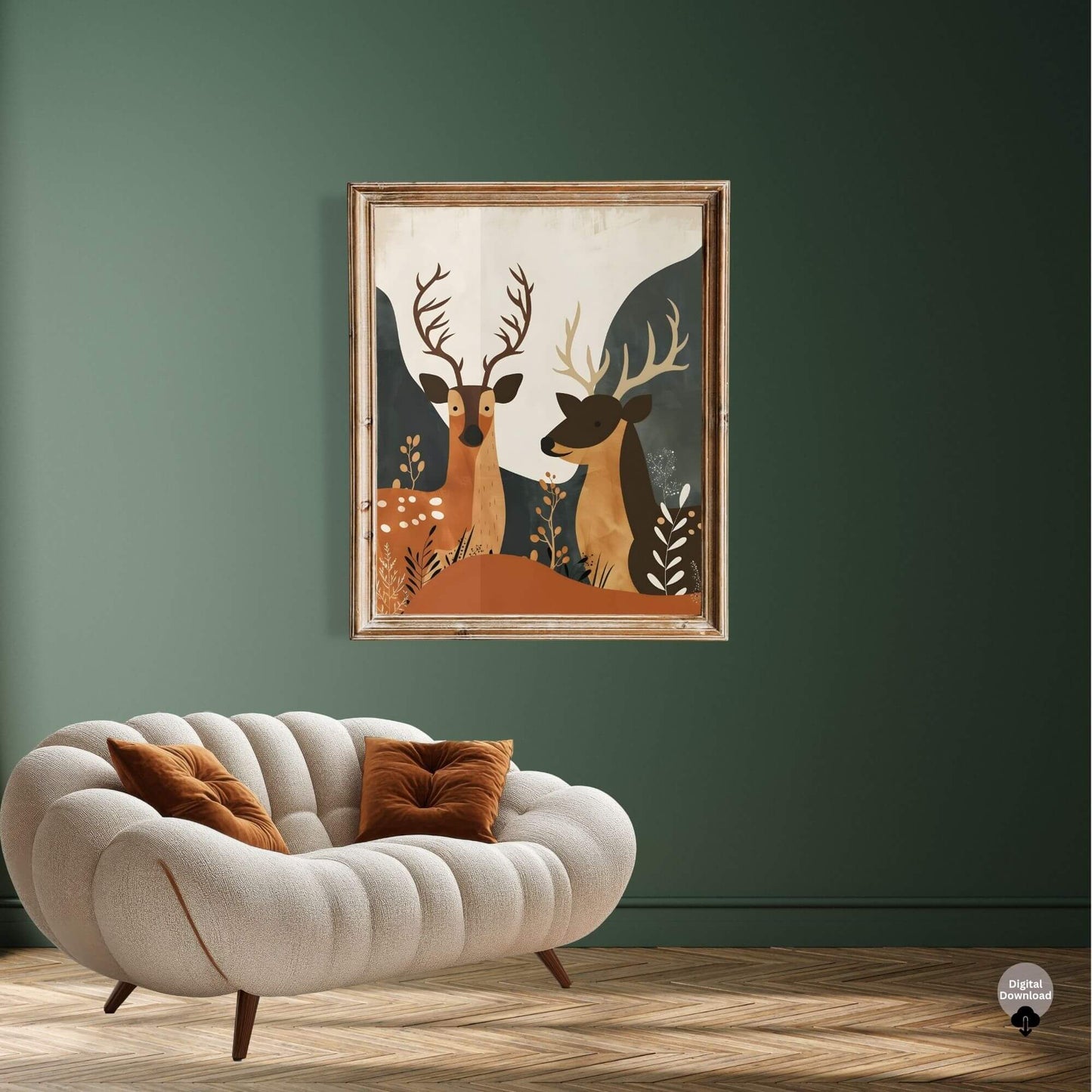 Deer Wall Art | Minimalist Woodland Christmas Printable | Rustic Holiday Digital Download – Digital Printable by Digital Kim Designs