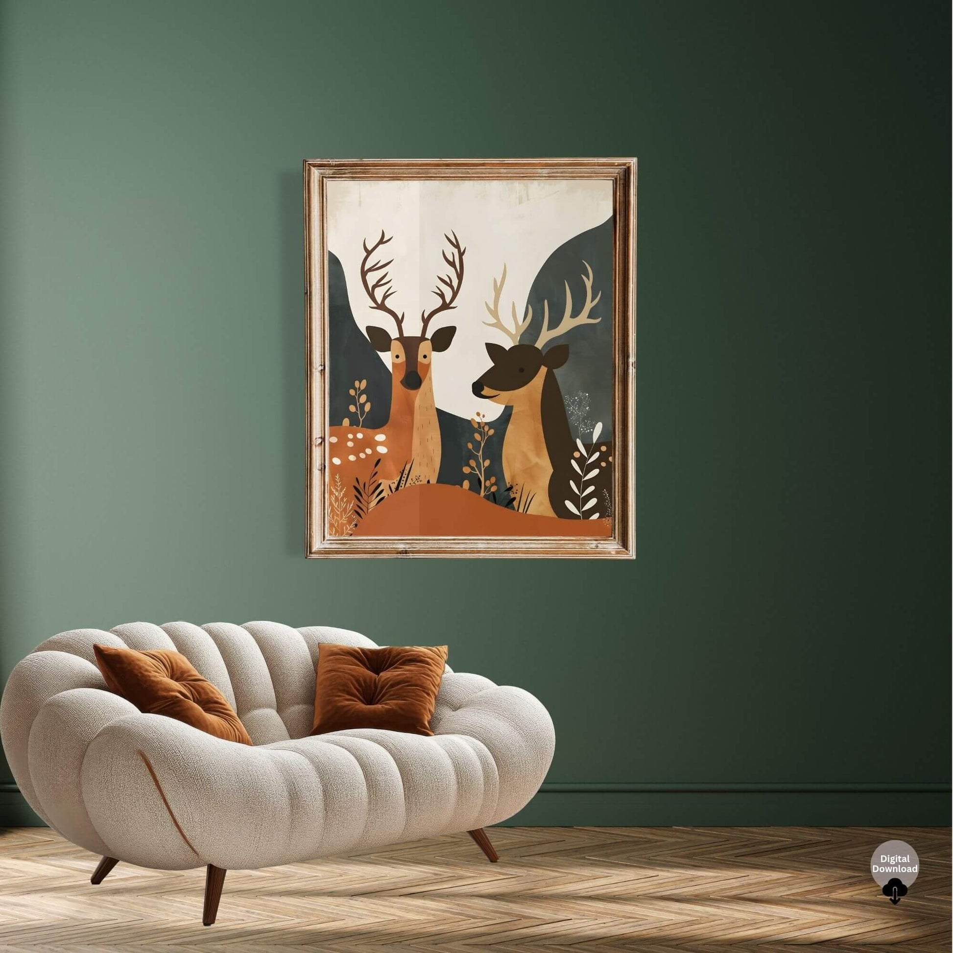 Deer Wall Art | Minimalist Woodland Christmas Printable | Rustic Holiday Digital Download – Digital Printable by Digital Kim Designs