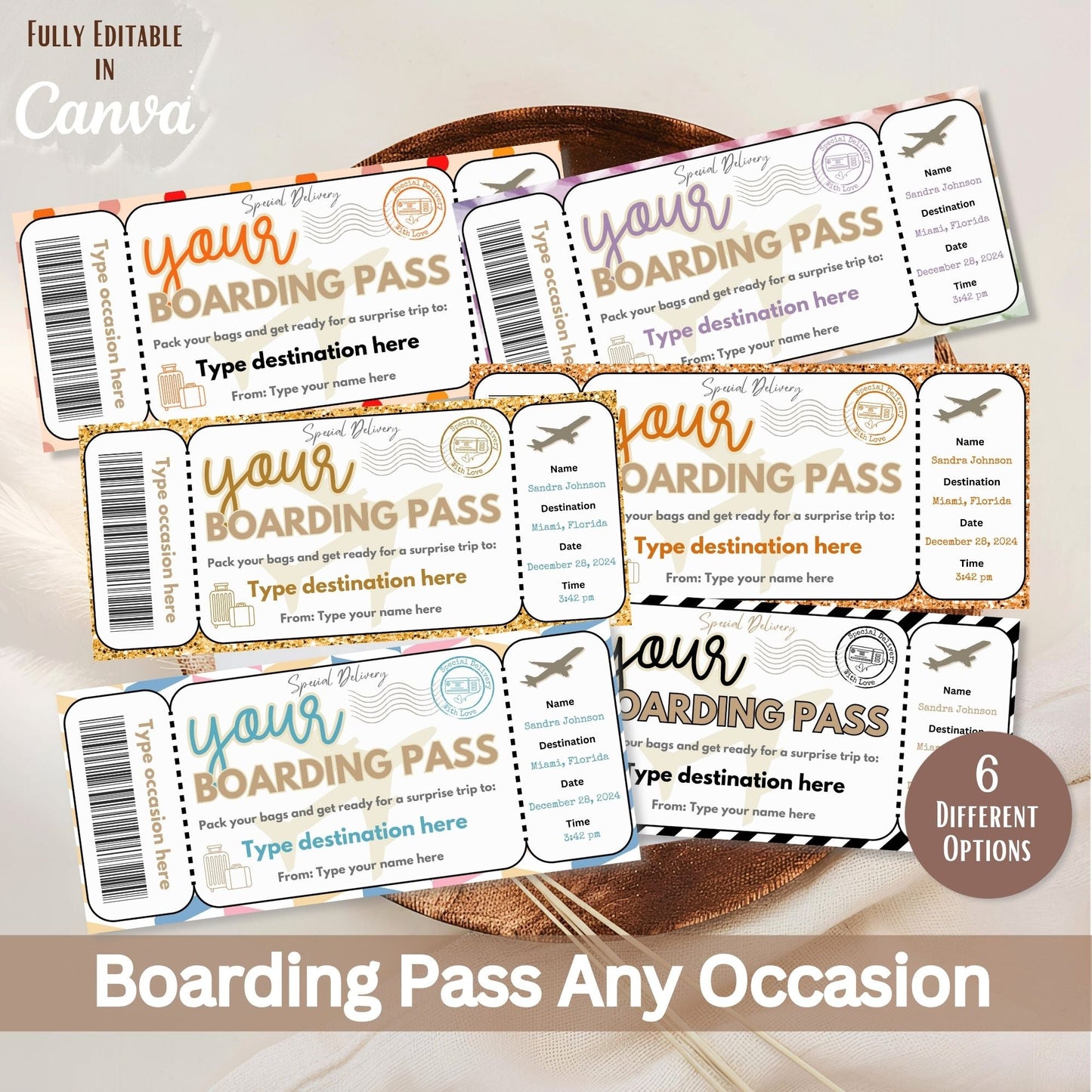 Editable Boarding Pass Template – Surprise Trip Ticket (Digital Download) – Digital Printable by Digital Kim Designs