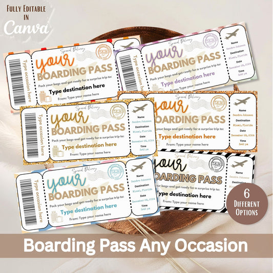 Editable Boarding Pass Template – Surprise Trip Ticket (Digital Download) – Digital Printable by Digital Kim Designs