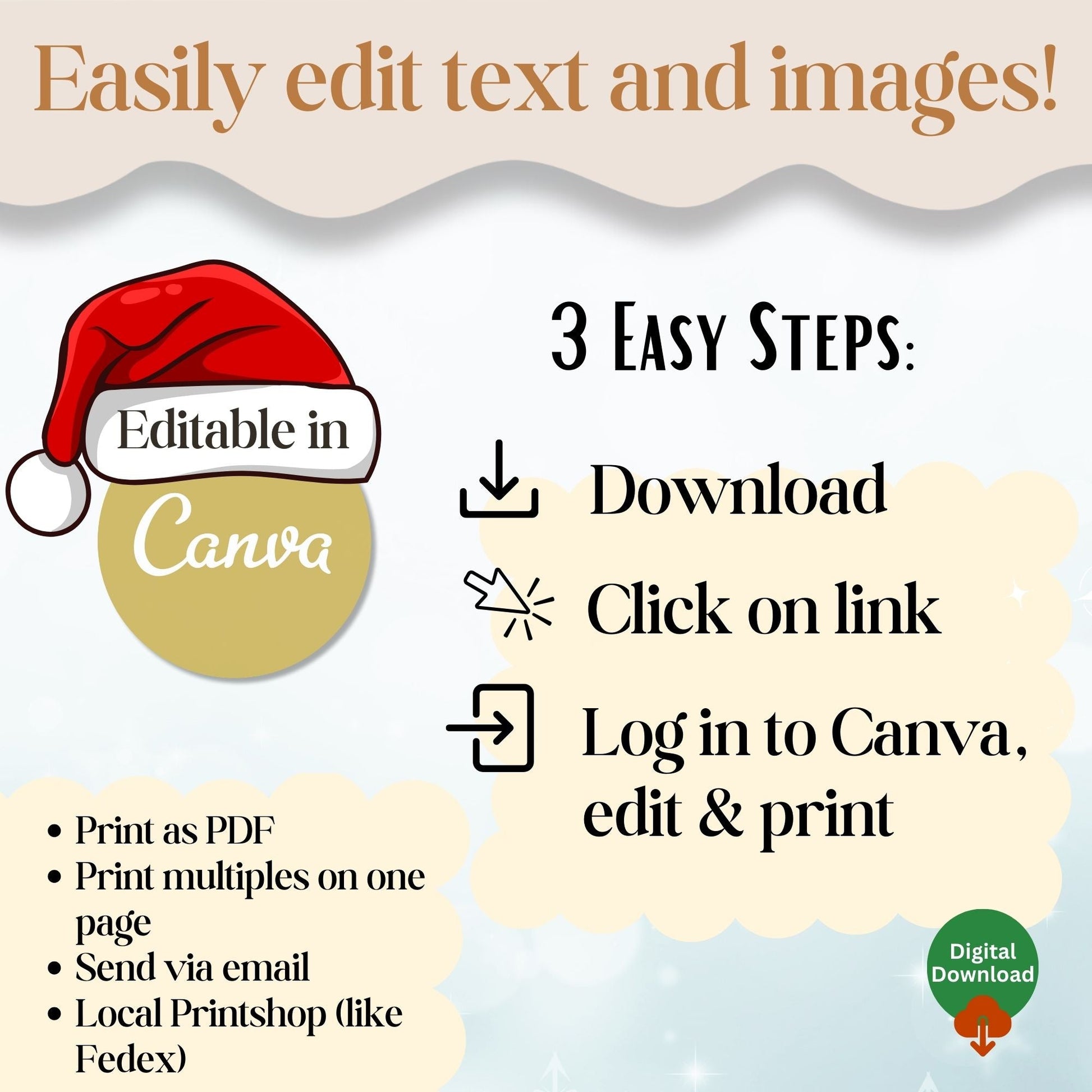 Editable Christmas Gift Voucher | Printable Holiday Coupon Template (Digital Download) – Digital Printable by Digital Kim Designs