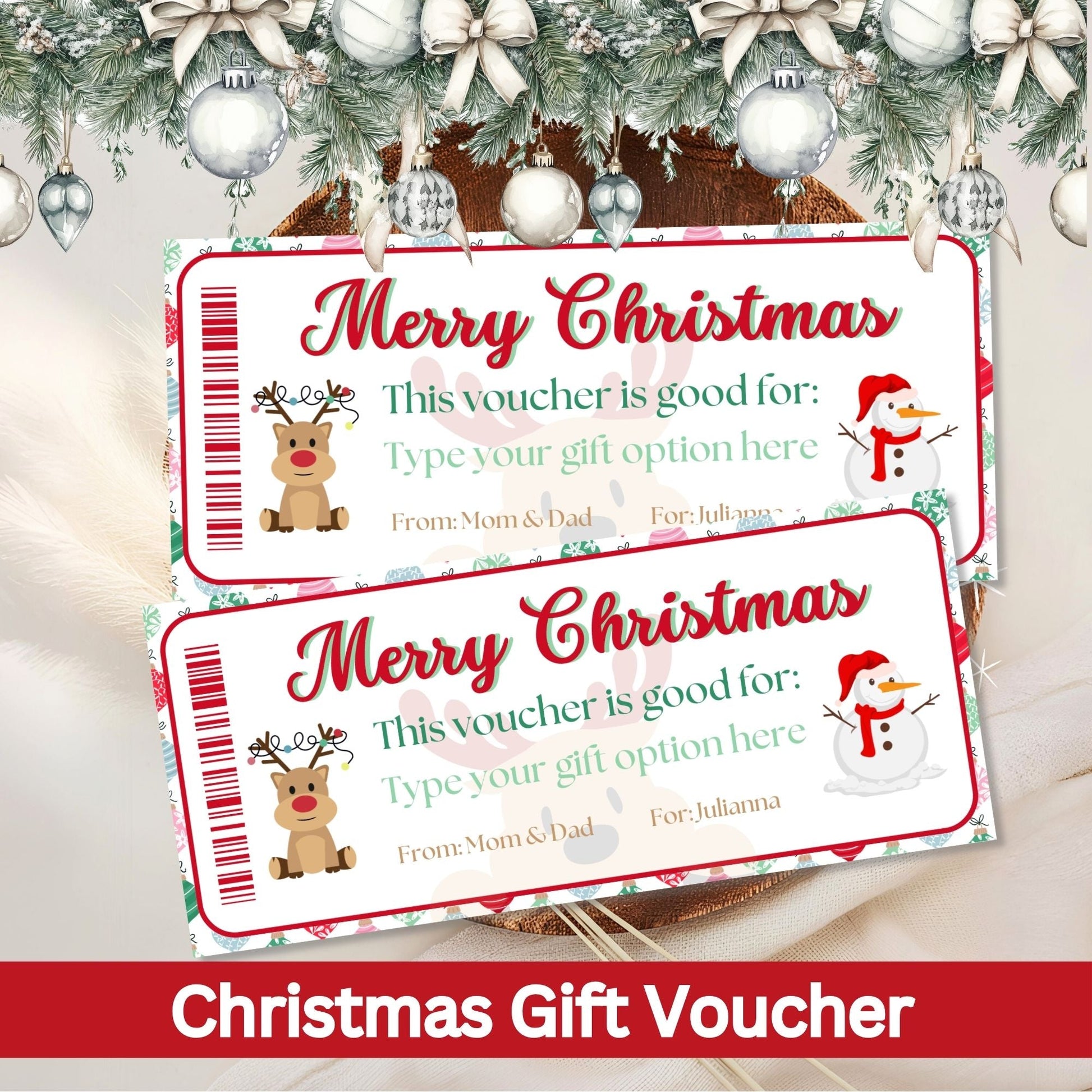 Editable Christmas Gift Voucher | Printable Holiday Coupon Template (Digital Download) – Digital Printable by Digital Kim Designs