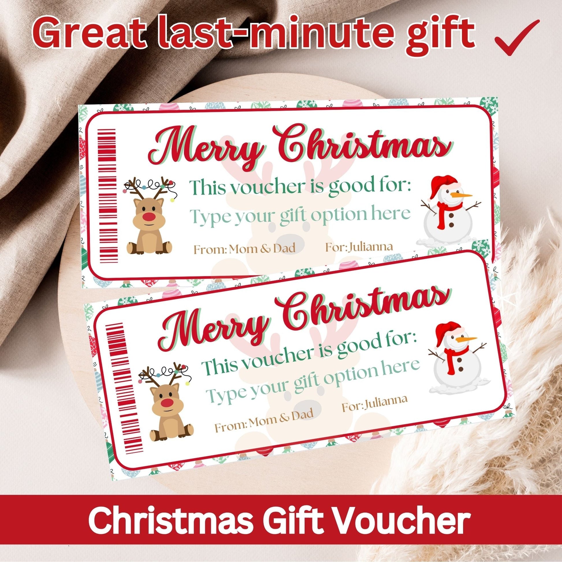 Editable Christmas Gift Voucher | Printable Holiday Coupon Template (Digital Download) – Digital Printable by Digital Kim Designs