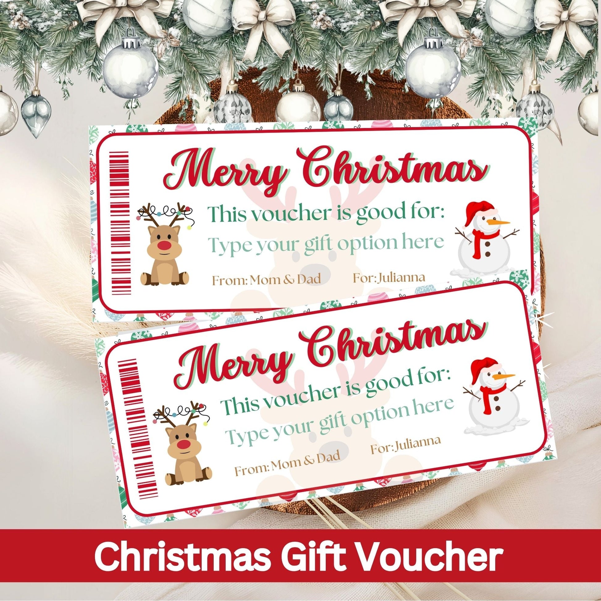 Editable Christmas Gift Voucher | Printable Holiday Coupon Template (Digital Download) – Digital Printable by Digital Kim Designs