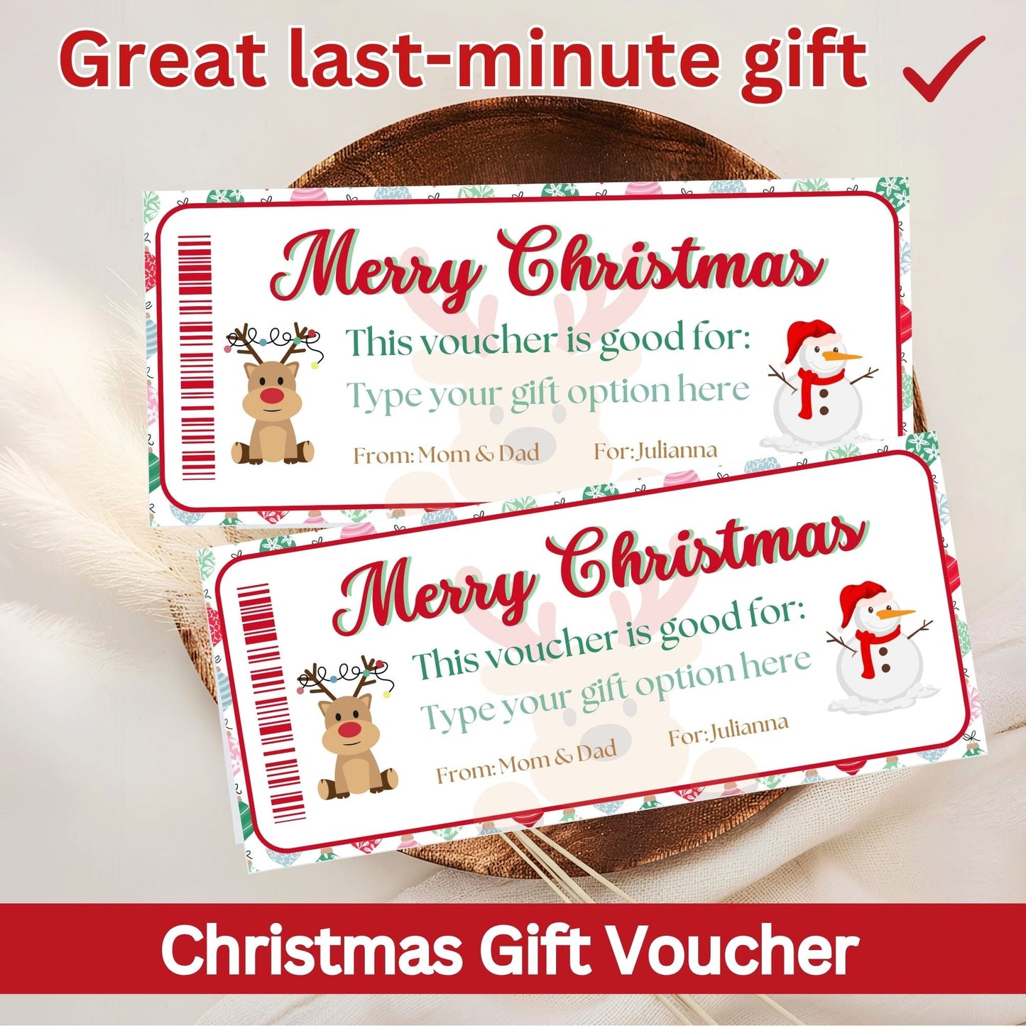 Editable Christmas Gift Voucher | Printable Holiday Coupon Template (Digital Download) – Digital Printable by Digital Kim Designs