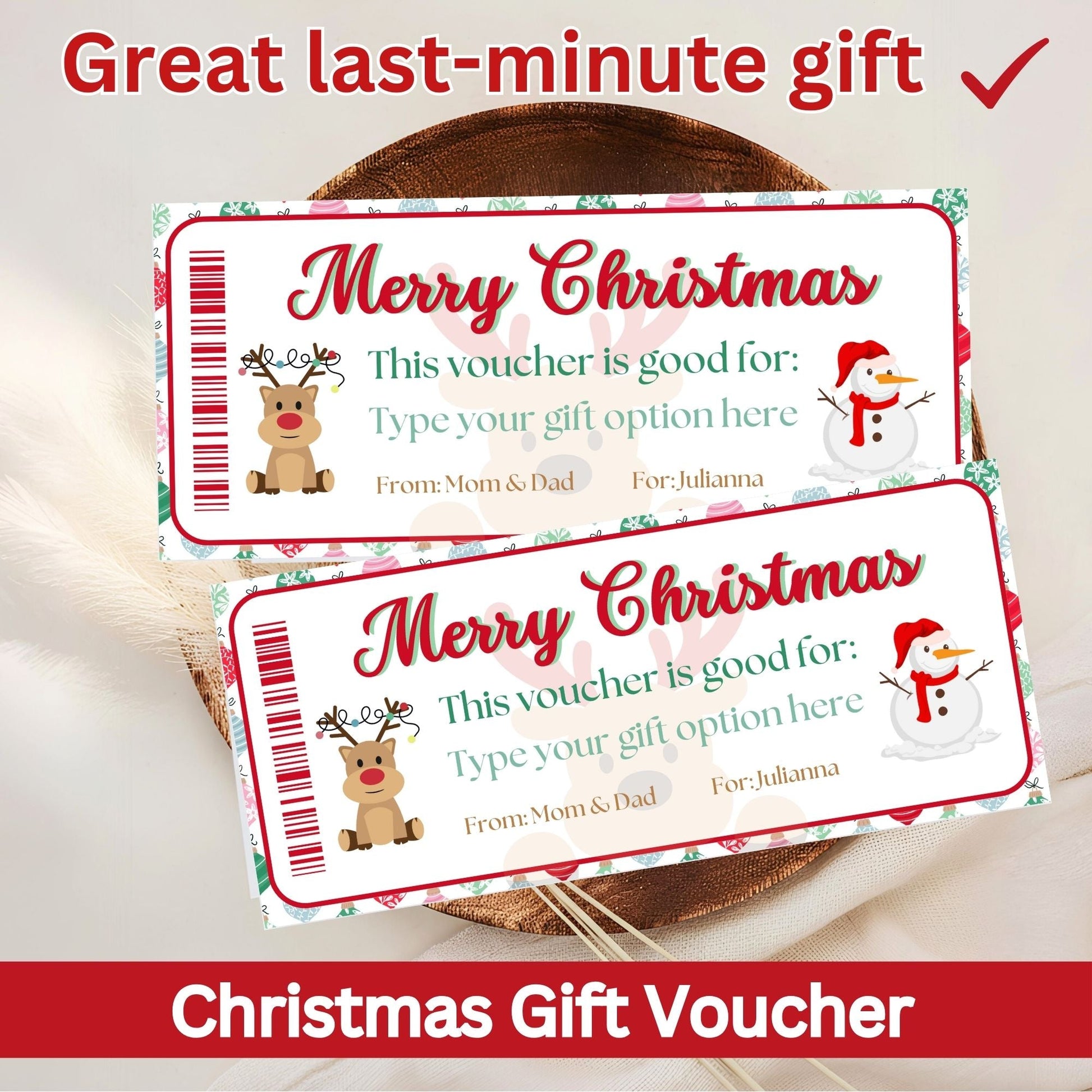Editable Christmas Gift Voucher | Printable Holiday Coupon Template (Digital Download) – Digital Printable by Digital Kim Designs