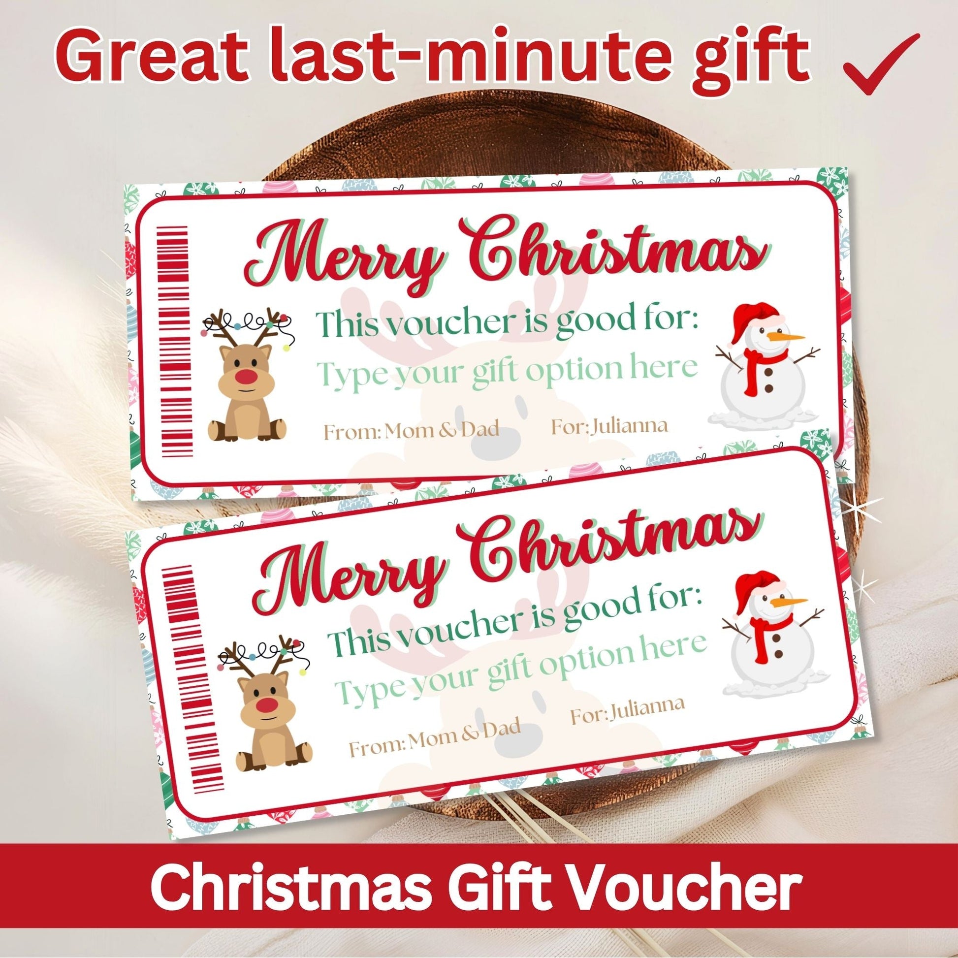 Editable Christmas Gift Voucher | Printable Holiday Coupon Template (Digital Download) – Digital Printable by Digital Kim Designs