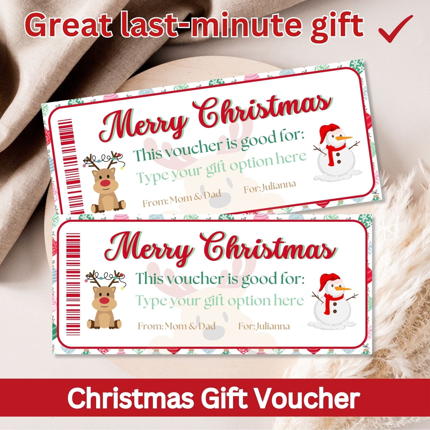 Editable Christmas Gift Voucher | Printable Holiday Coupon Template (Digital Download) – Digital Printable by Digital Kim Designs