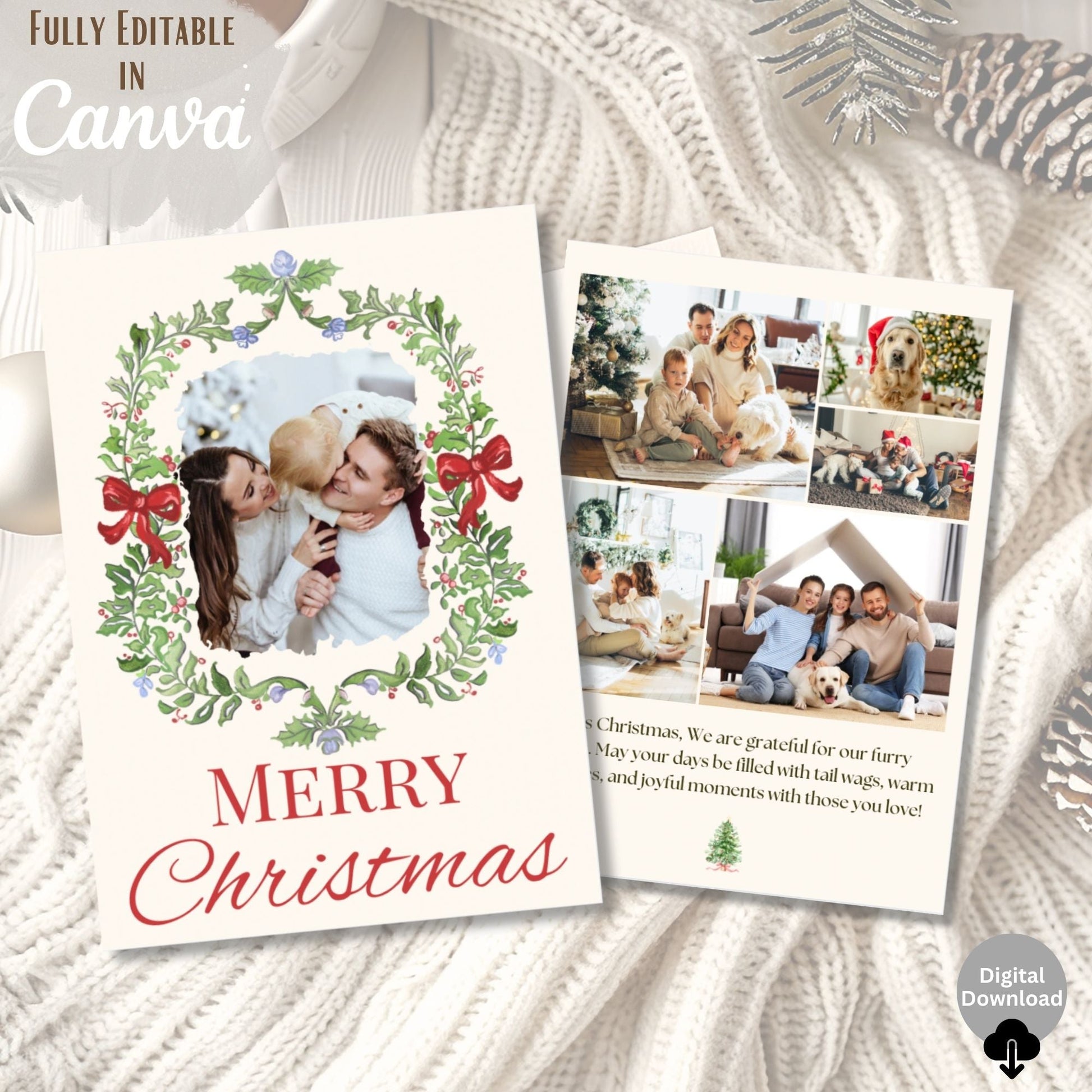 Editable Christmas Photo Card – Elegant Holiday Canva Template – Digital Printable by Digital Kim Designs