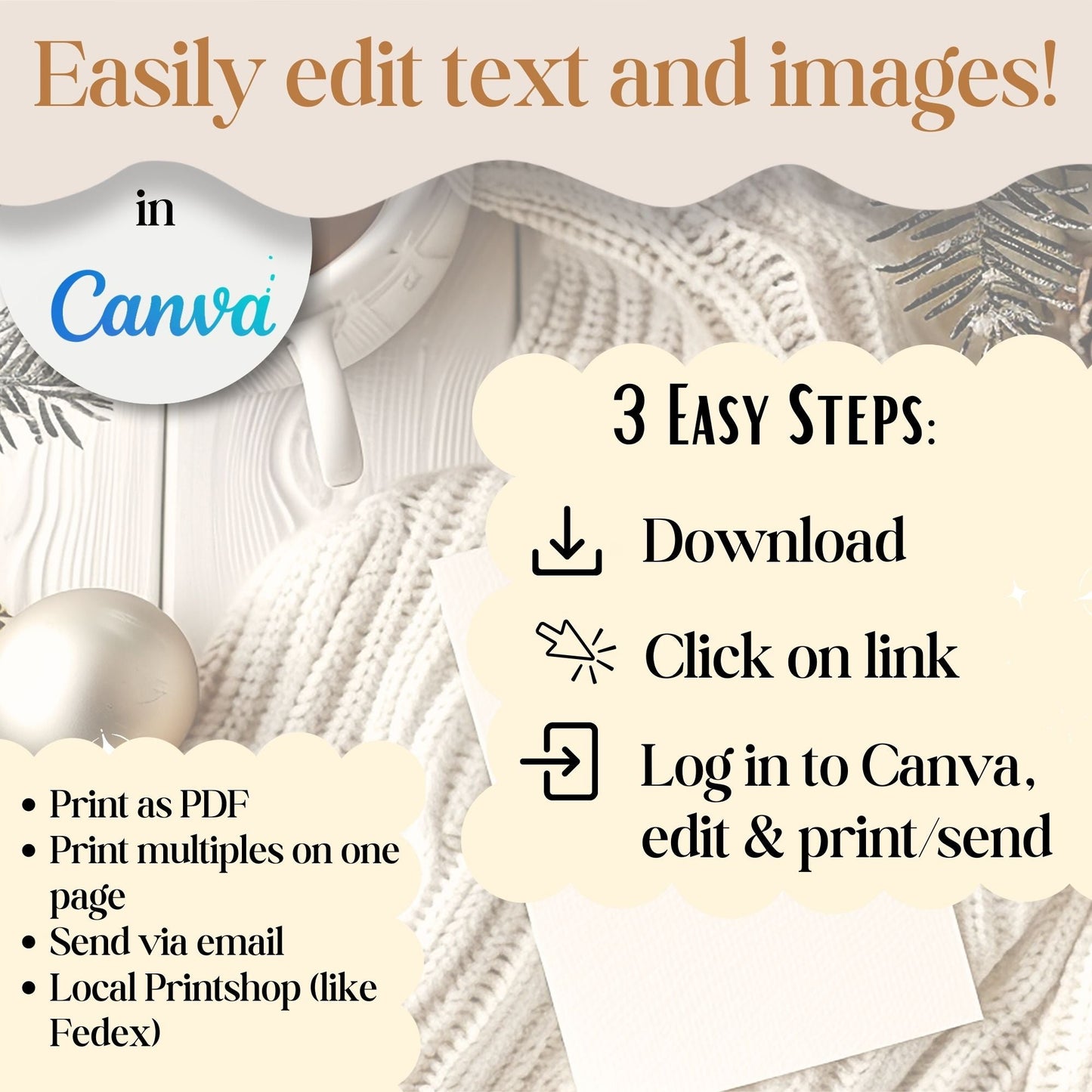Editable Christmas Photo Card – Elegant Holiday Canva Template – Digital Printable by Digital Kim Designs