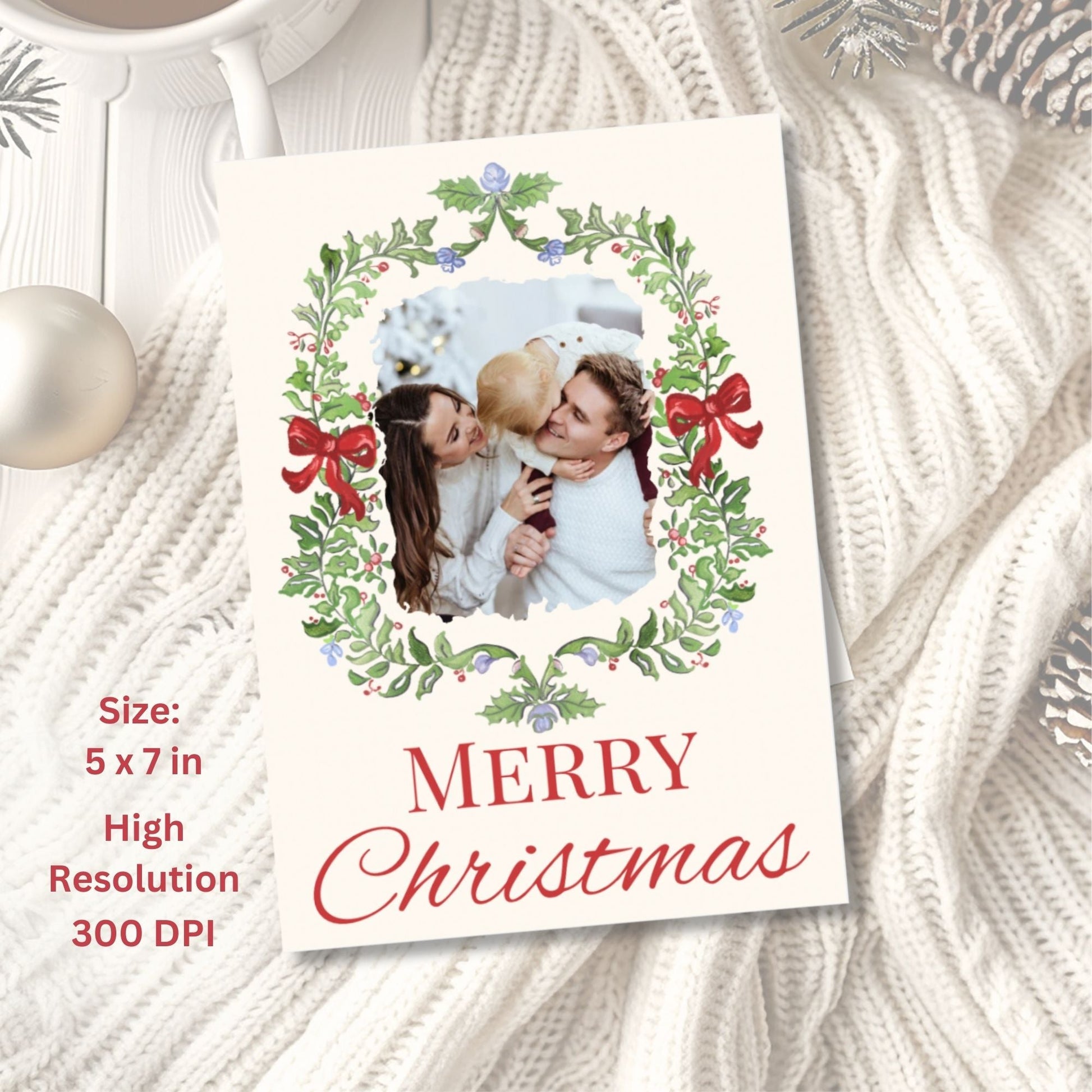 Editable Christmas Photo Card – Elegant Holiday Canva Template – Digital Printable by Digital Kim Designs