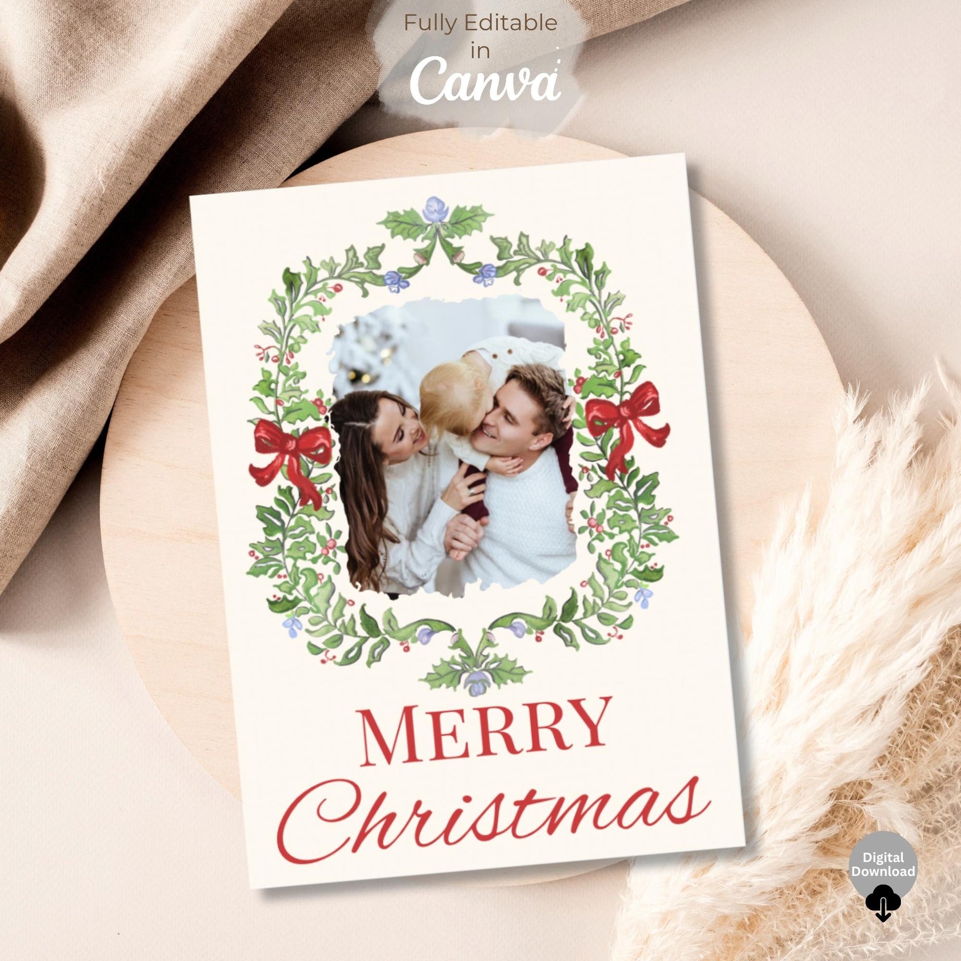 Editable Christmas Photo Card – Elegant Holiday Canva Template (Digital Download) – Digital Printable by Digital Kim Designs