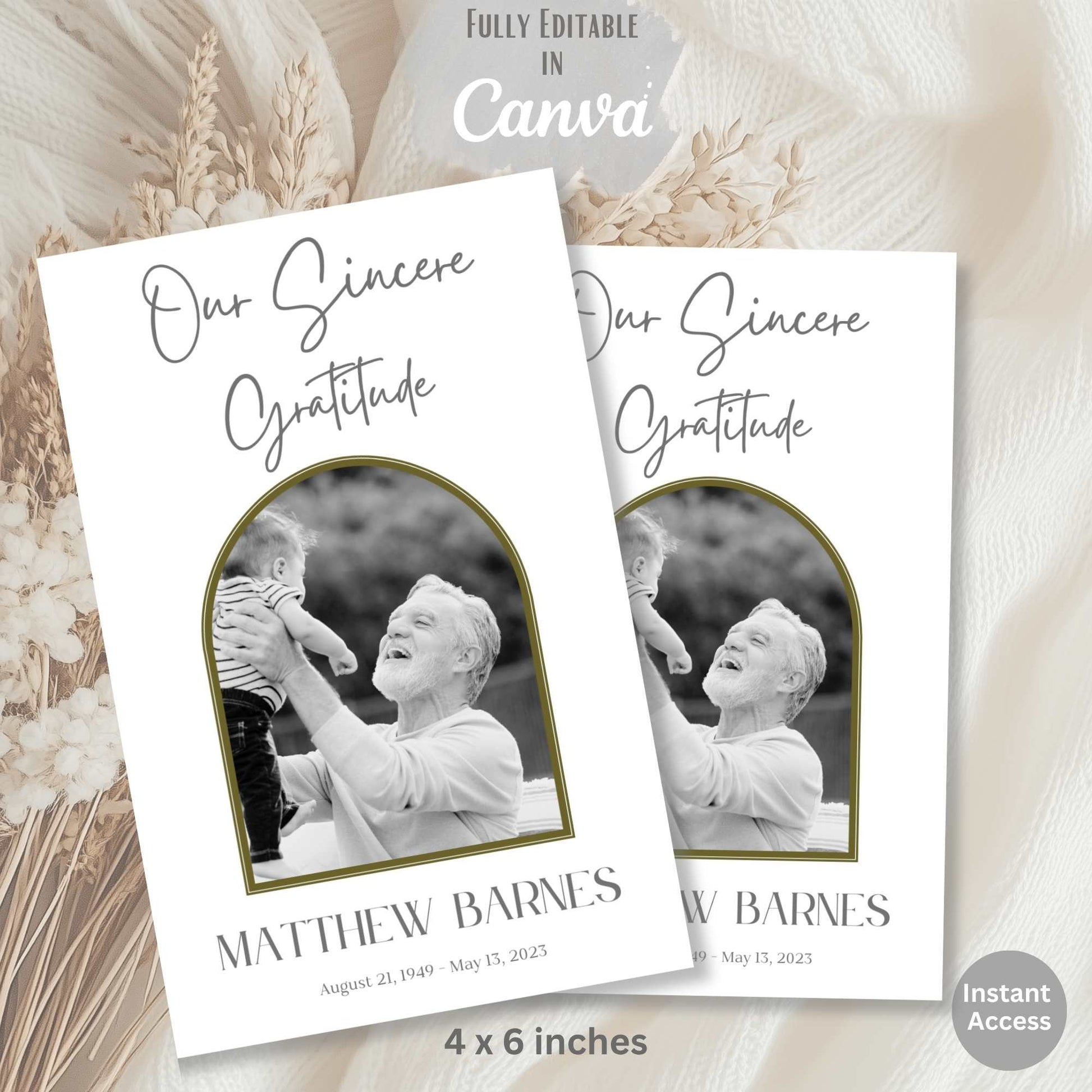 Editable LDS Funeral Thank You Card – 4x6 Folded Canva Template – Printable Celebration of Life Gratitude Card – Faith - Based Printable by Digital Kim Designs