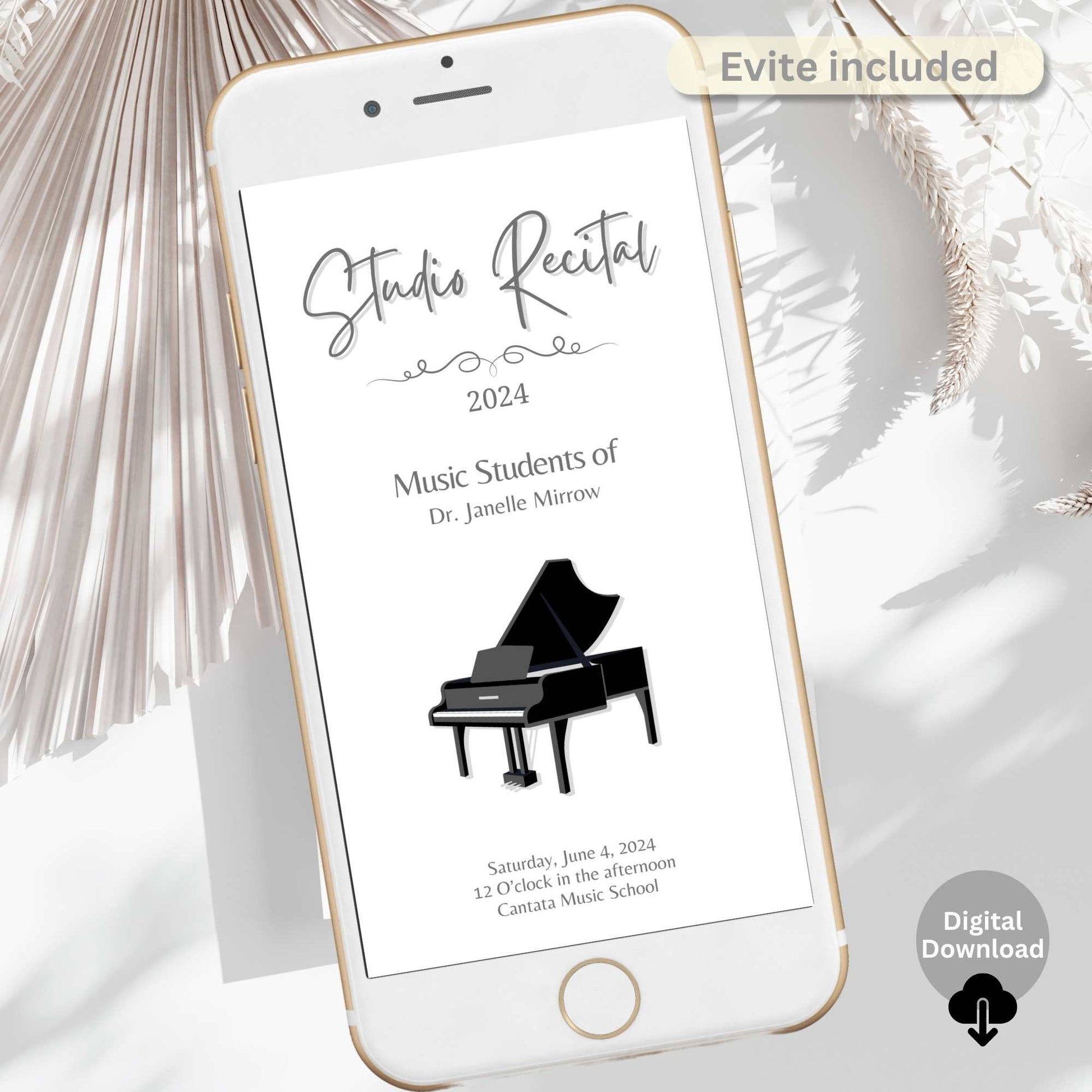 Editable Music Recital Program Template – Printable Piano Recital Program – Canva Invitation + Event Program for Students – Faith - Based Printable by Digital Kim Designs