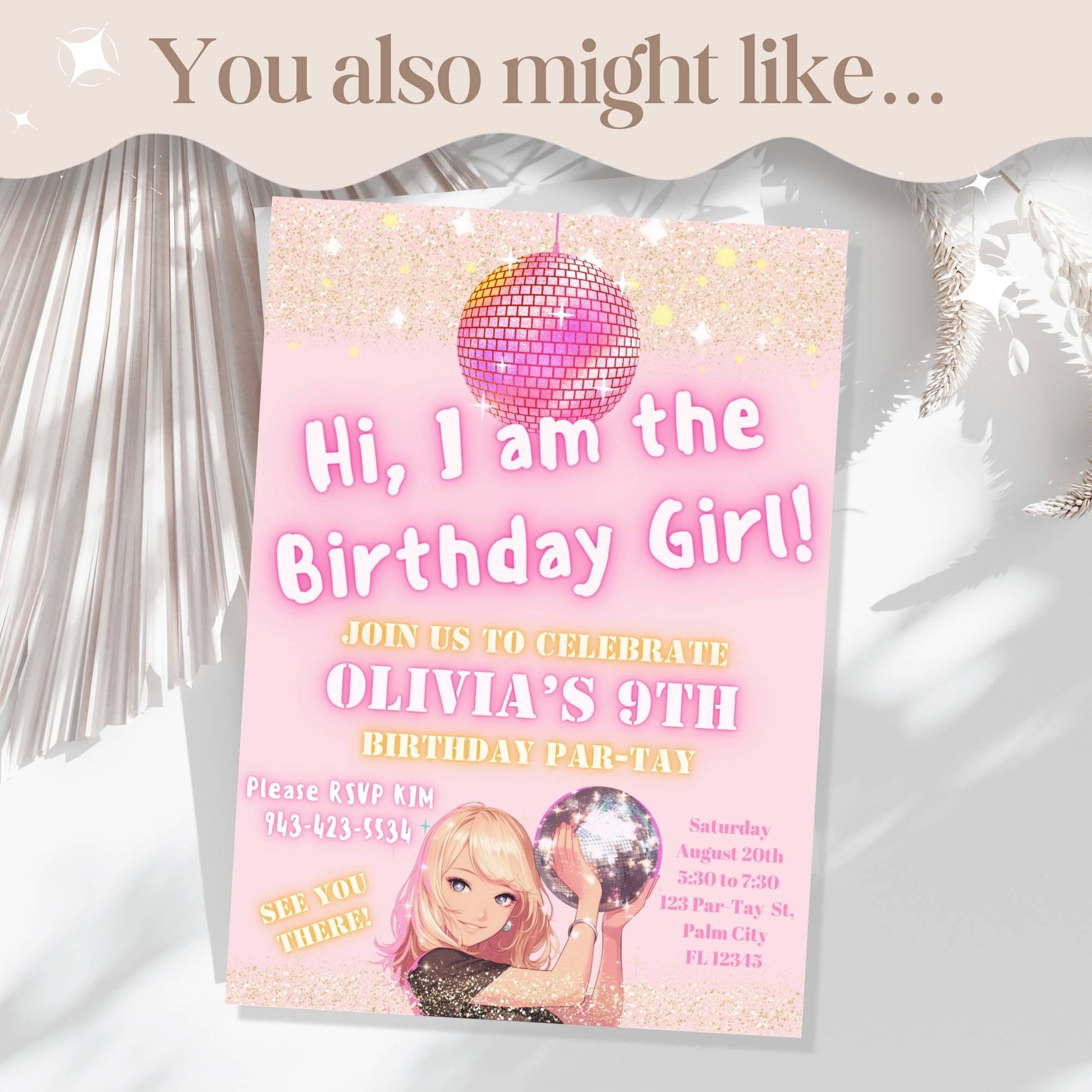 Editable Pool Party Birthday Invitation – Pop Star Canva Template for Girls | Instant Download – Faith - Based Printable by Digital Kim Designs