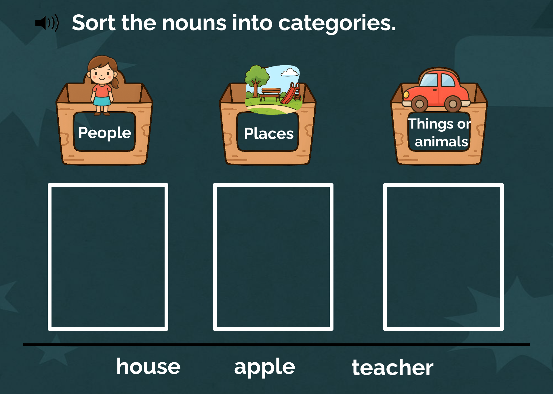 Free Noun Sorts Boom Deck™ | Parts of Speech Practice | Digital & Interactive – Digital Printable by Digital Kim Designs
